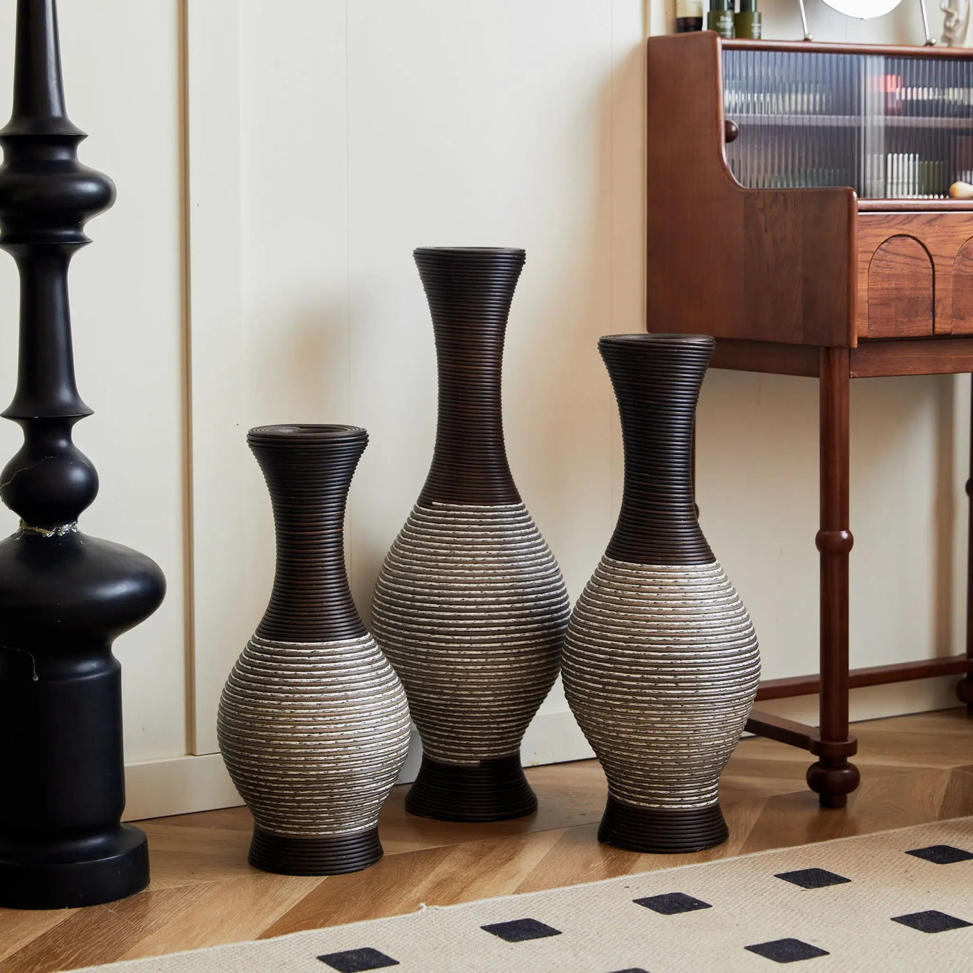 Tall Designer Floor Vase With Elegant 2 Tone by HouseOfZazla
