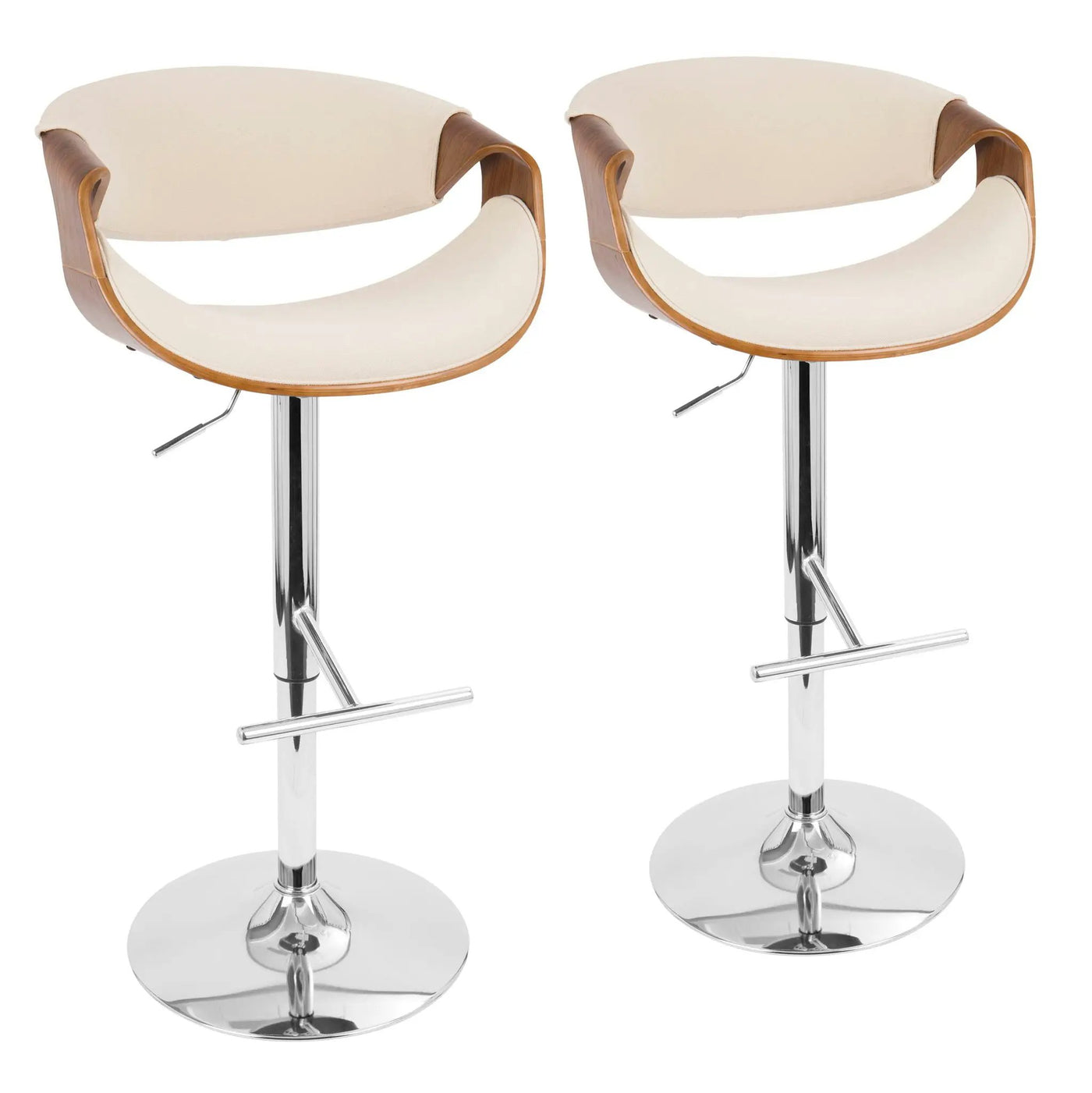 Curvo - Mid Century Modern Adjustable Barstool With Swivel With Straight T Footrest by HouseOfZazla