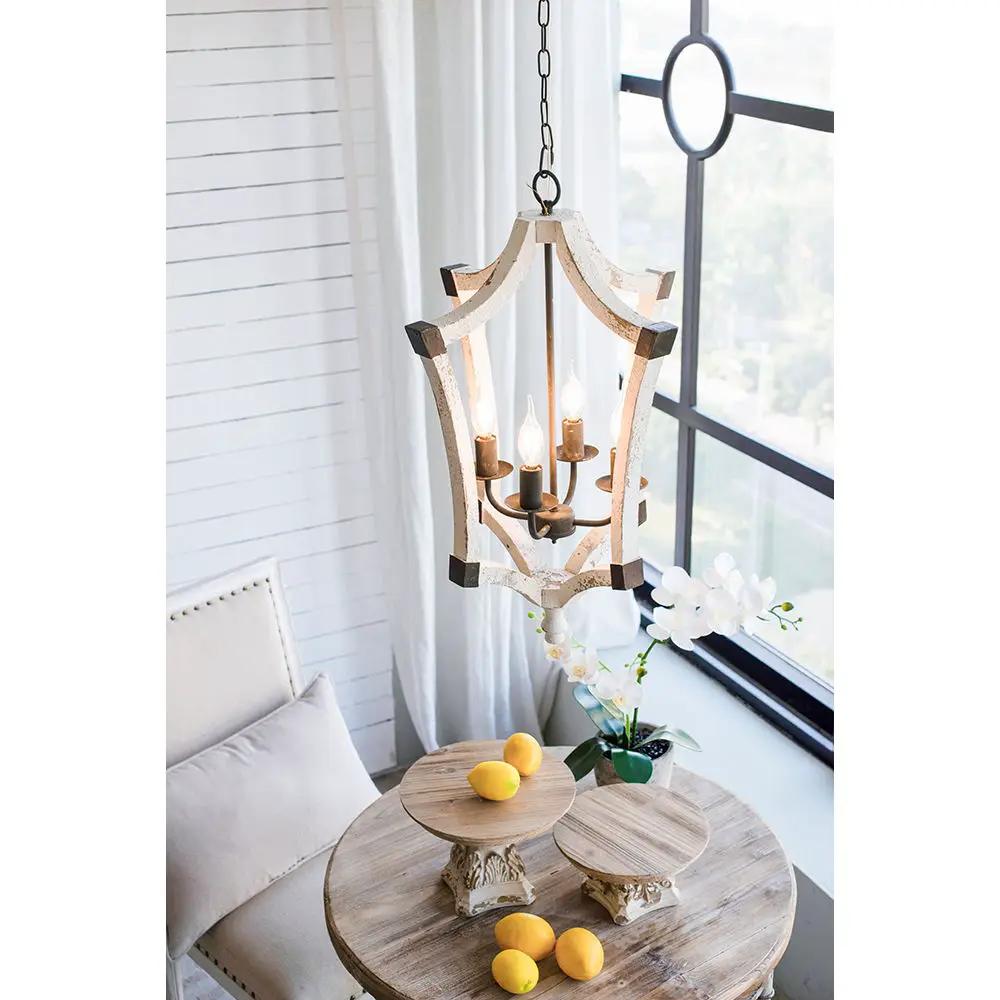4 Light Chandelier, Hanging Light Fixture With Adjustable Chain For Kitchen, Bulb Not Included - Cream by HouseOfZazla