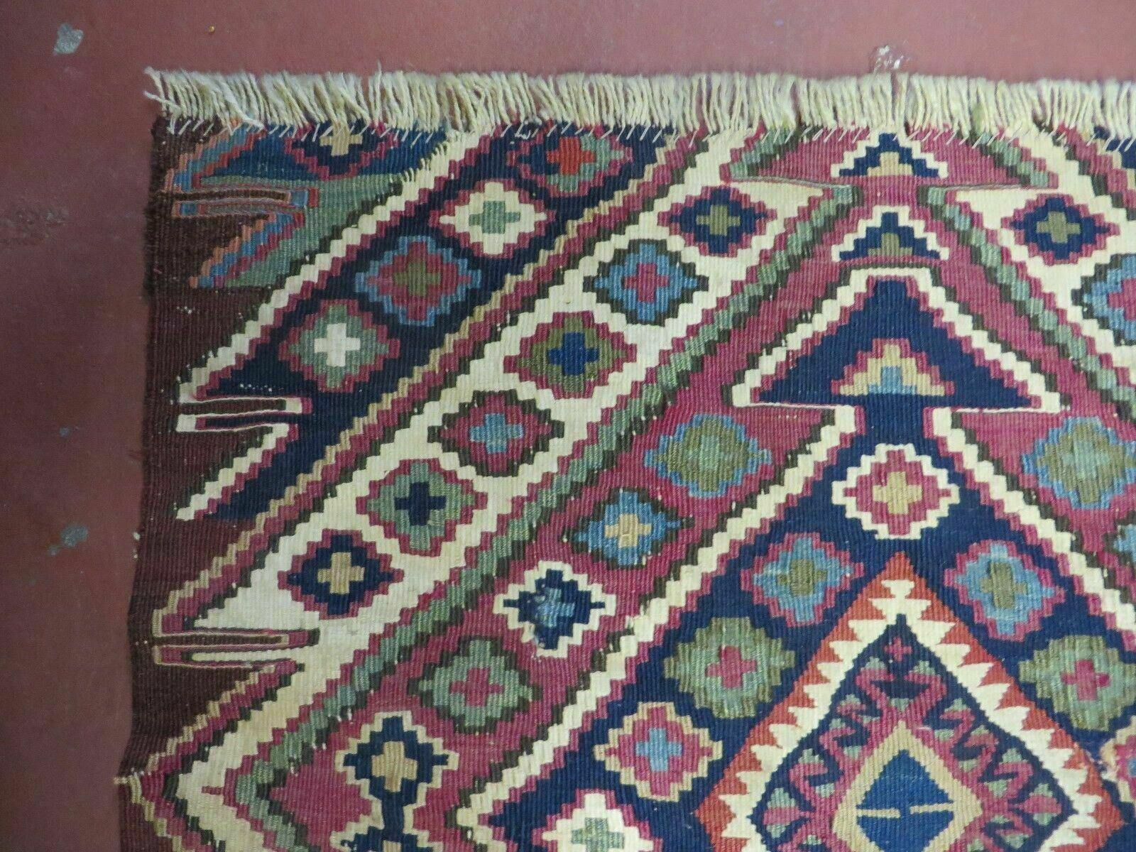 2' 1" X 4' 4" Antique Handmade Bagface Kilim Shirvan Caucasian Wool Rug Nice by Jewel Rugs