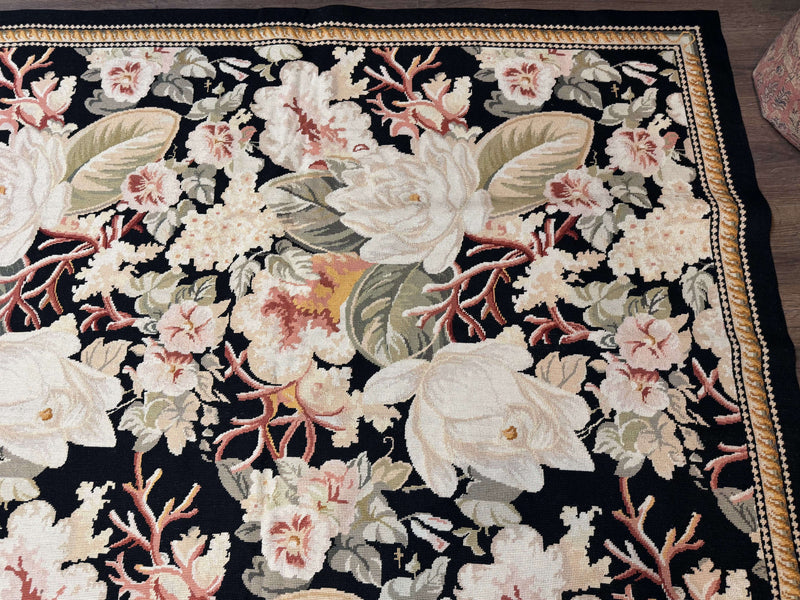 Palace Size Needlepoint Rug 13x17, Extra Large Wool Floral Handmade Carpet, European Design, Botanical by Jewel Rugs