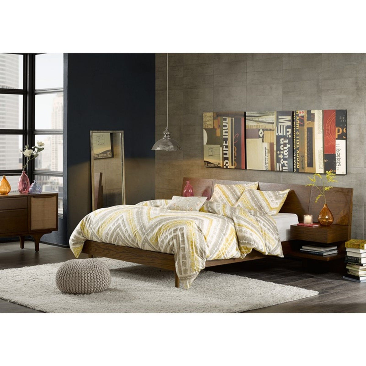 Queen Size Storage Bed with Attached Nightstands and Hidden Storage - Pecan, photo 3 of 5