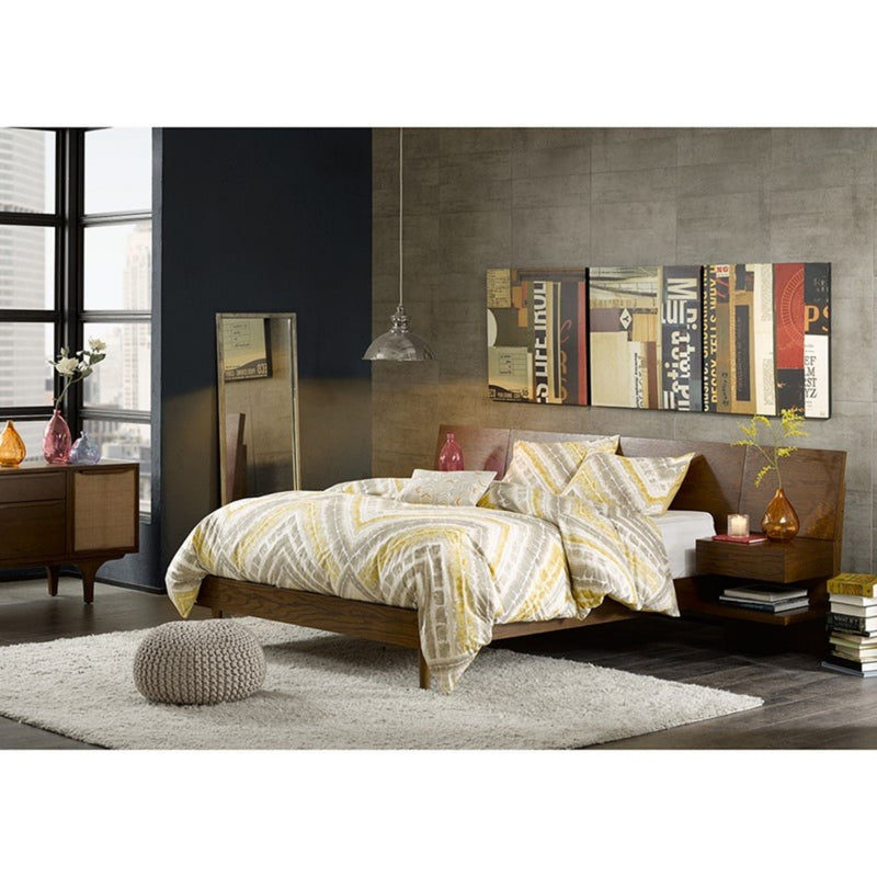 Queen Size Storage Bed with Attached Nightstands and Hidden Storage - Pecan, photo 3 of 5