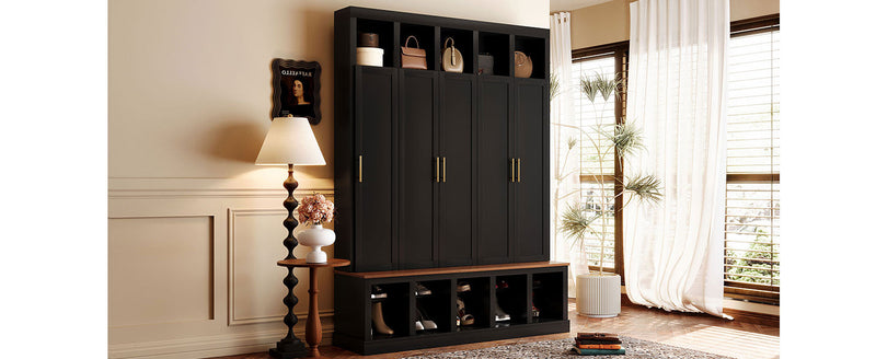 Farmhouse Entryway Storage Cabinet with Coat Closet - Black, photo 5 of 10