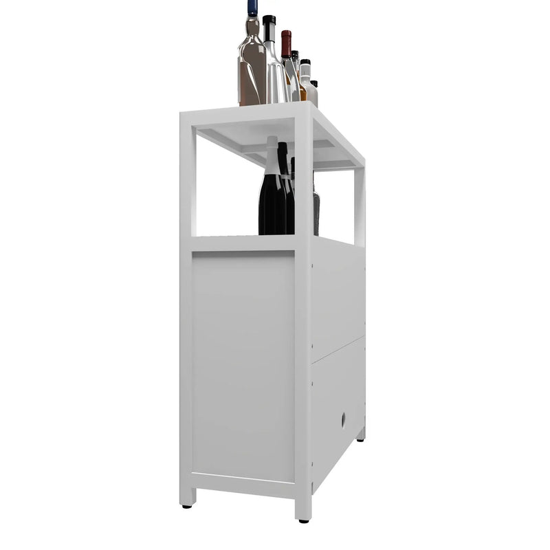 Bamboo Large Capacity Storage Cabinet With Shelves For Bathroom And Living Room - White by HouseOfZazla