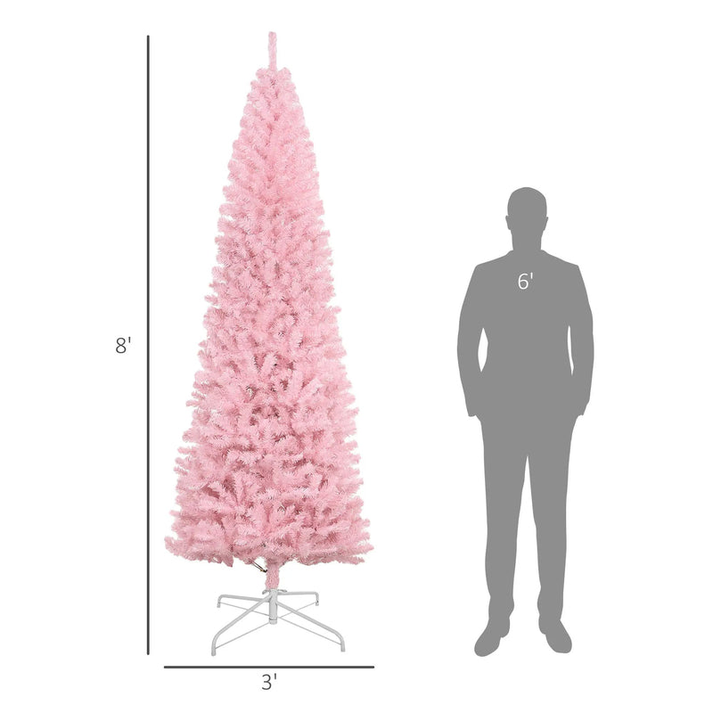 HOMCOM 8' Tall Unlit Slim Douglas Fir Artificial Christmas Tree by HouseOfZazla