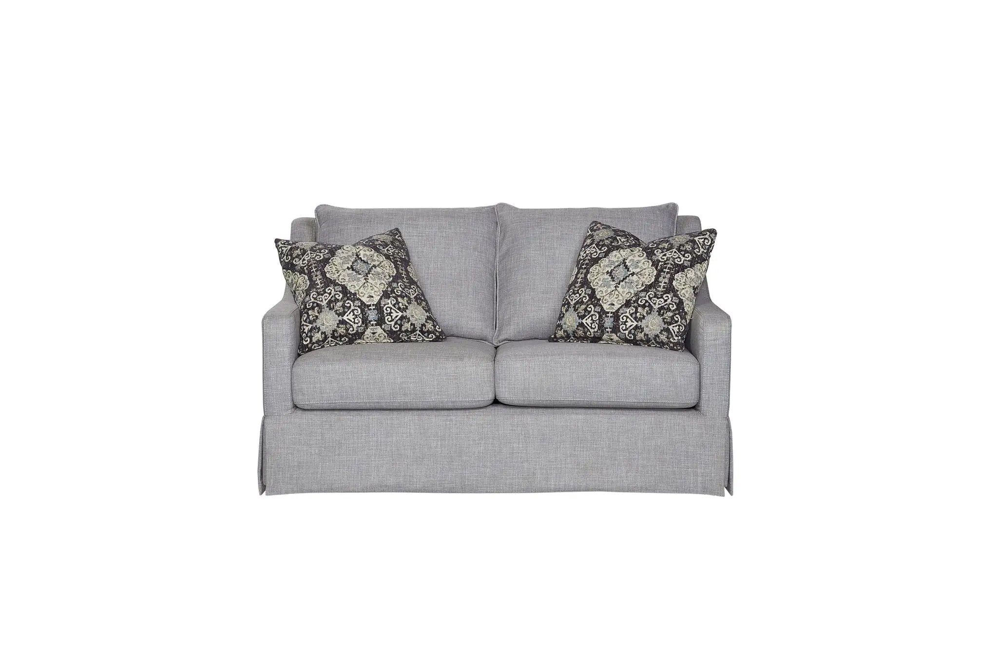 Loveseat With Skirt And Reversable Cushions And 2 Pillows - Light Gray by HouseOfZazla