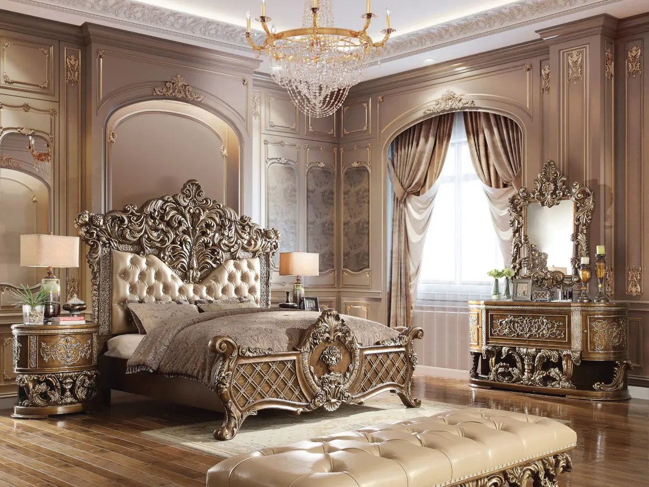Constantine - Dresser - Brown & Gold by Unique Piece Furniture