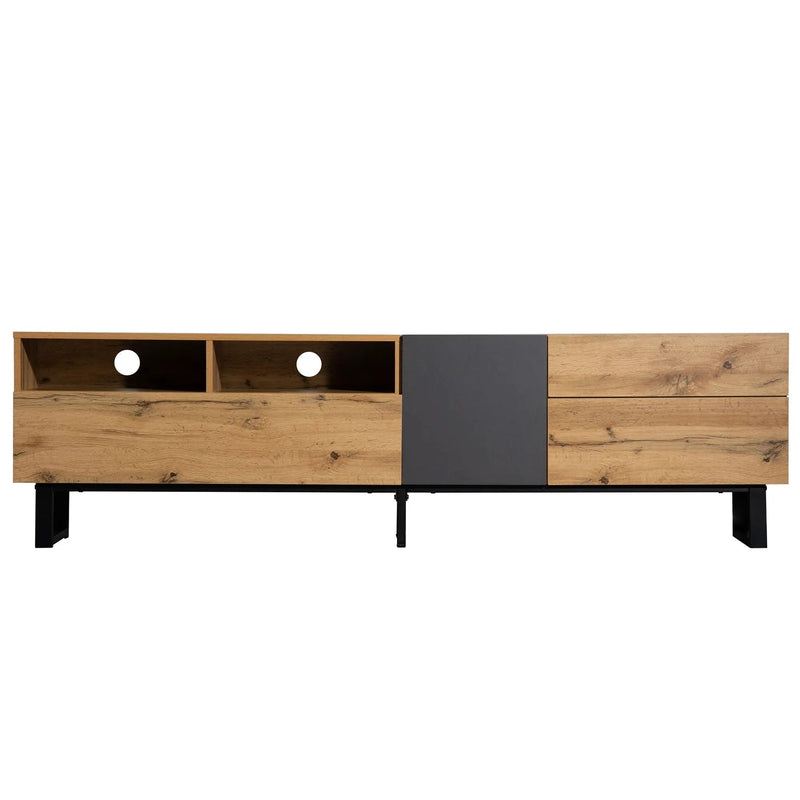 TV Stand For 80'' TV With Double Storage Space, Media Console Table With Drop Down Door by Unique Piece Furniture