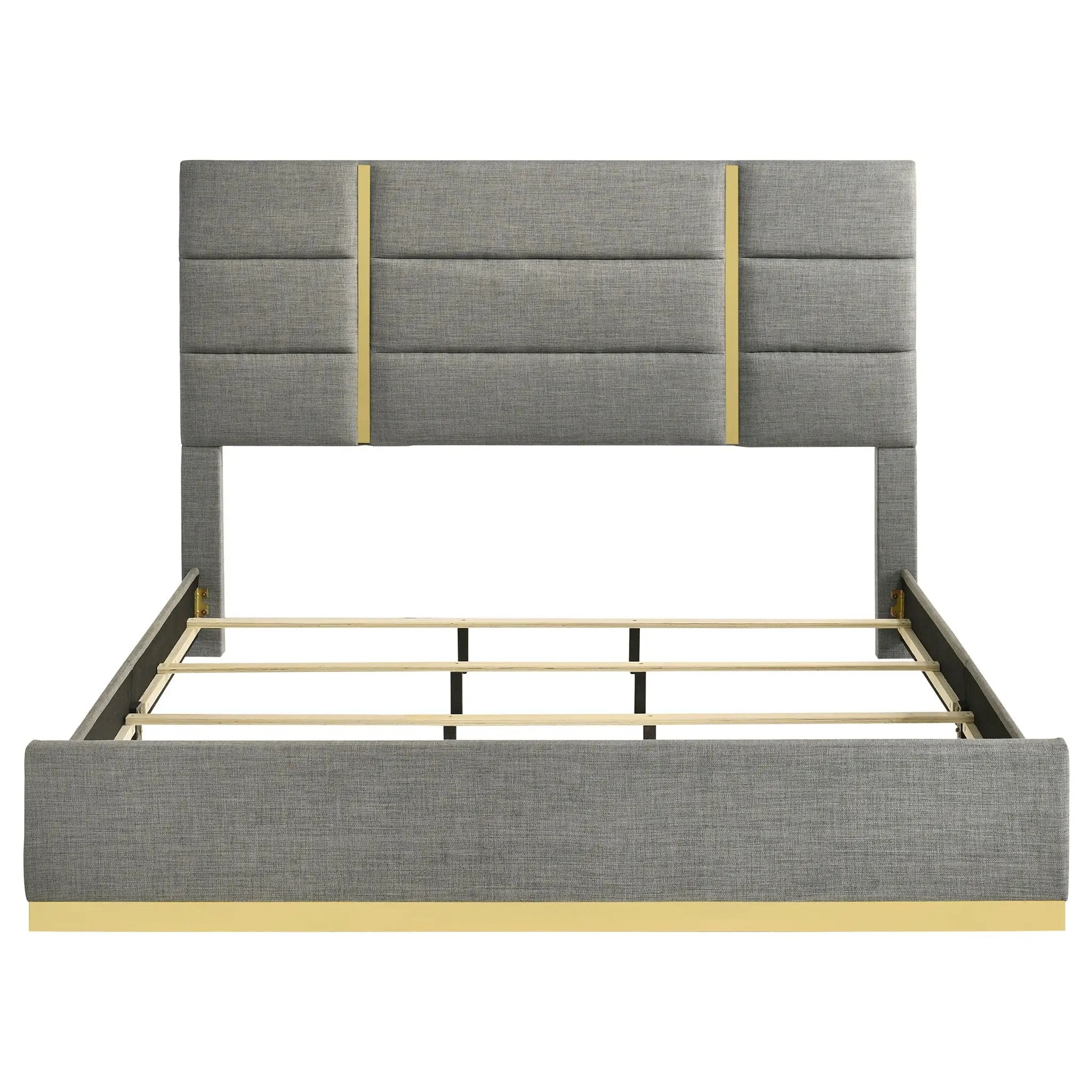 Ines 56-inch Fabric Upholstered Eastern King Panel Bed Grey by Unique Piece Furniture