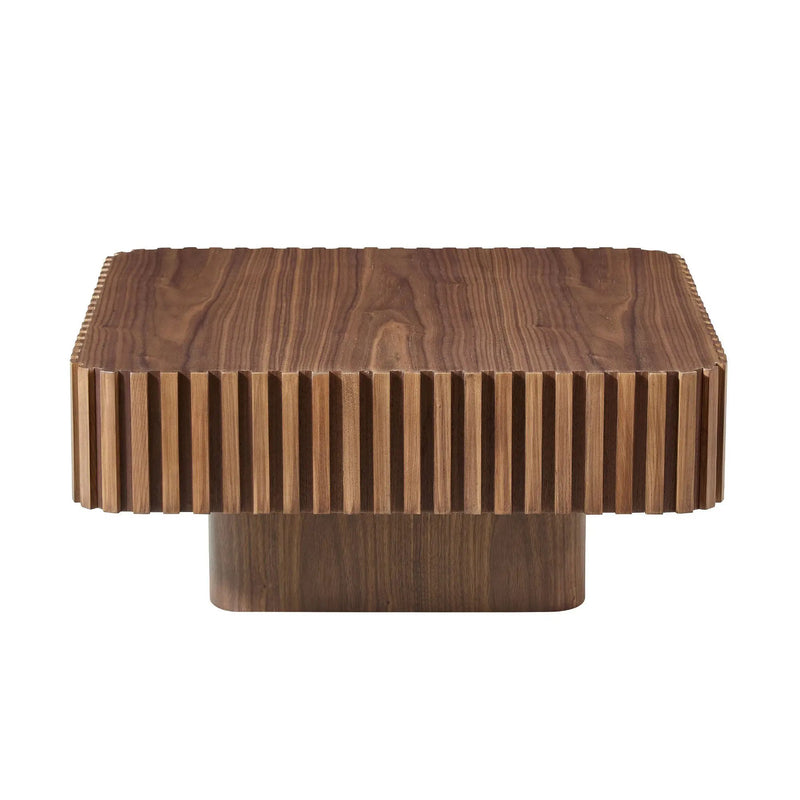 31.5 Inch Modern Handcraft Drum Coffee Table Walnut by HouseOfZazla