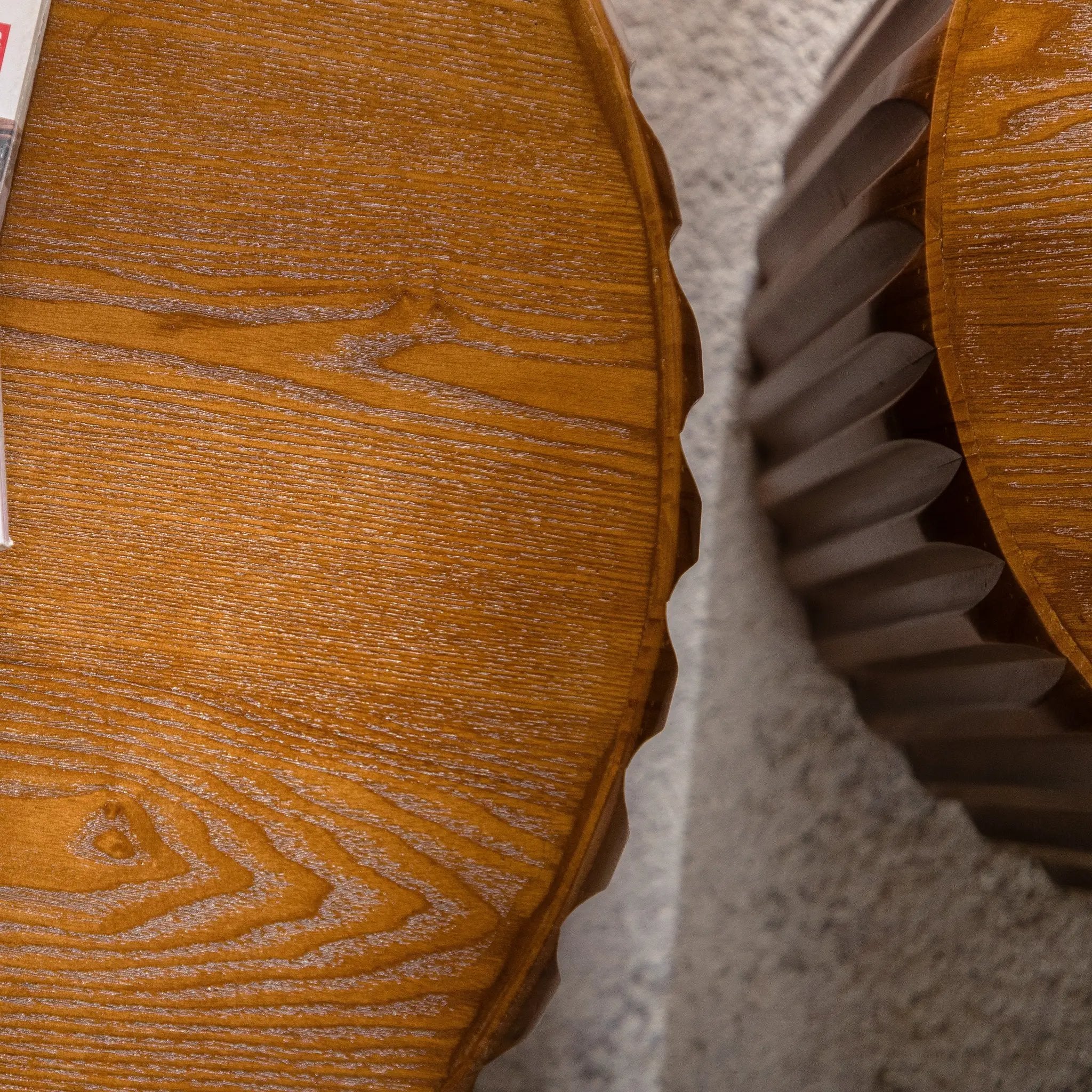 Set of 2 Fluted Round Coffee Tables - Mid-Century Modern Wood by HouseOfZazla