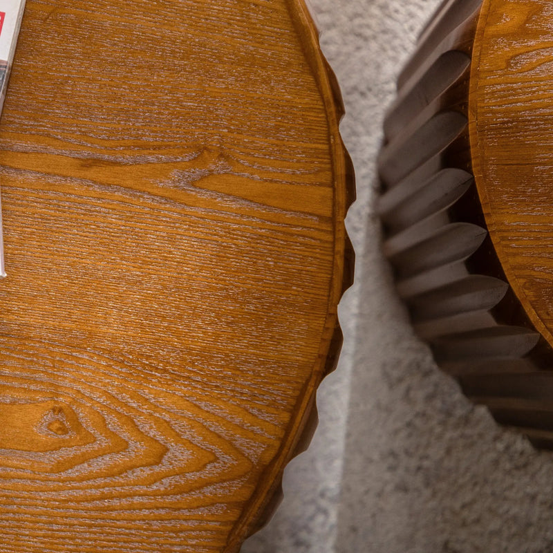 Set of 2 Fluted Round Coffee Tables - Mid-Century Modern Wood by HouseOfZazla