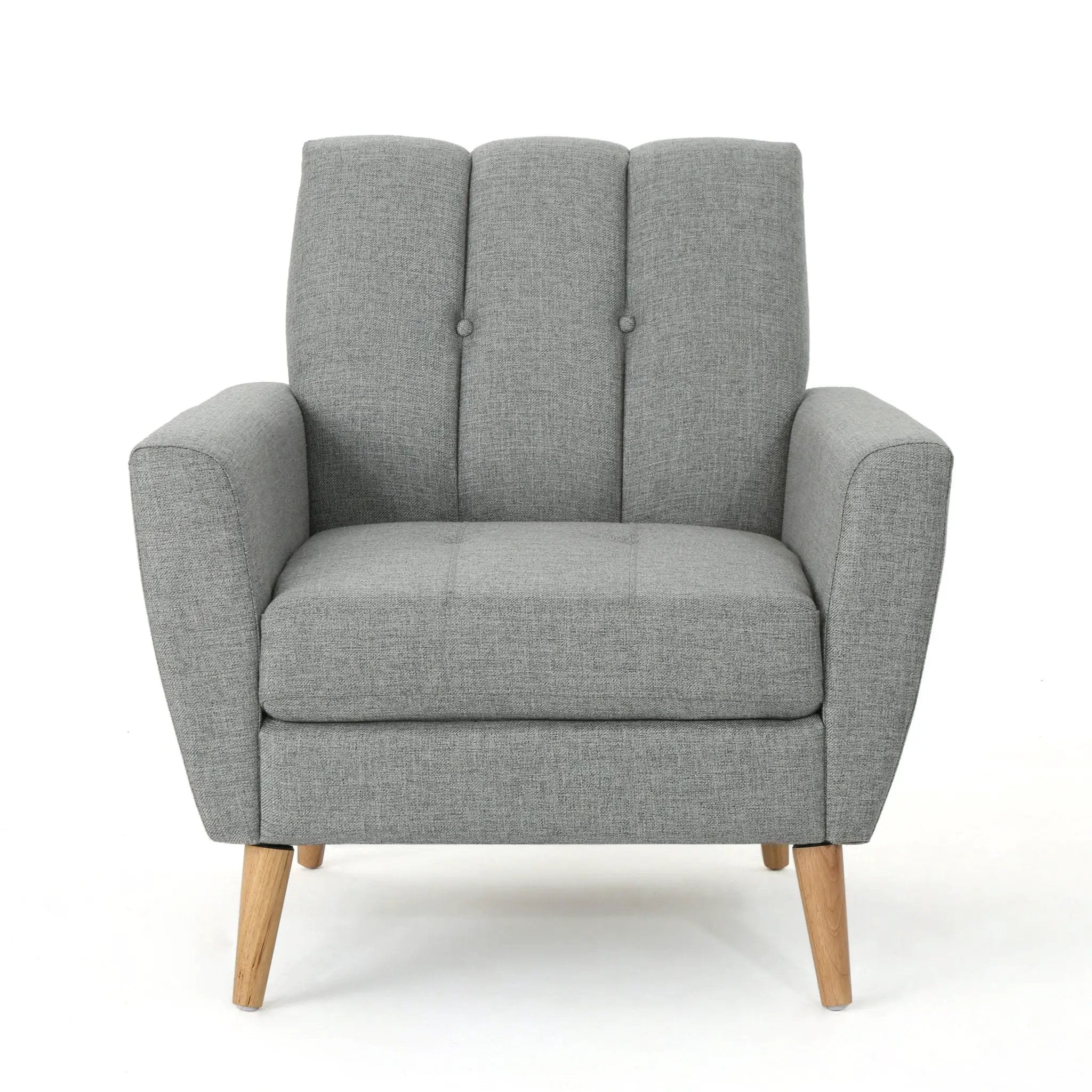 Fabric Channel Stitch Club Chair With Tufted Back - Gray by HouseOfZazla