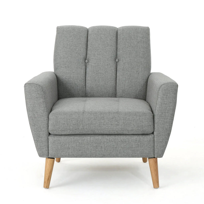 Fabric Channel Stitch Club Chair With Tufted Back - Gray by HouseOfZazla