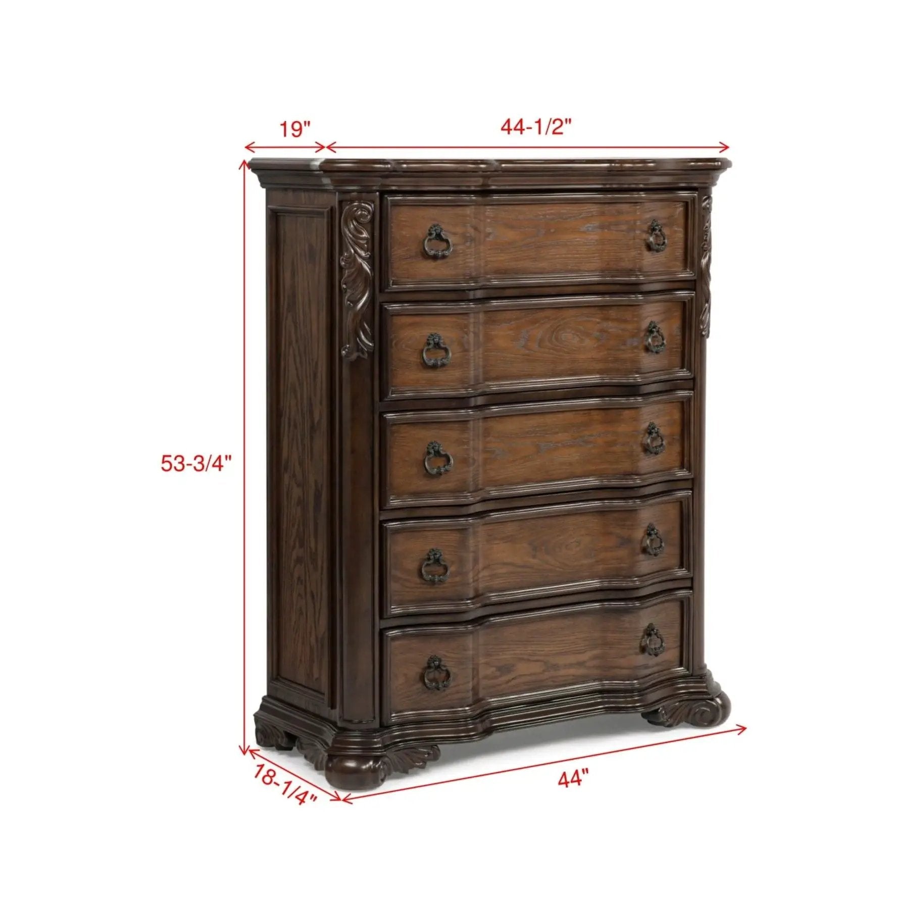 5 Drawer Chest - Brown / Coffee by Unique Piece Furniture