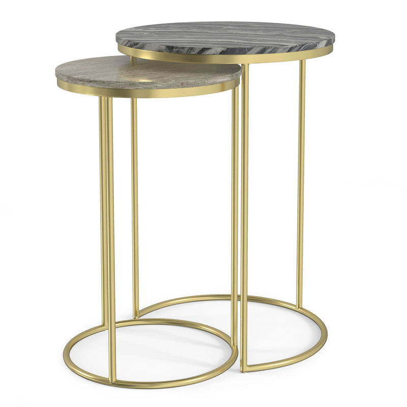 Gold Nesting Tables with Marble Tops – 2 Piece Set, photo 3 of 8