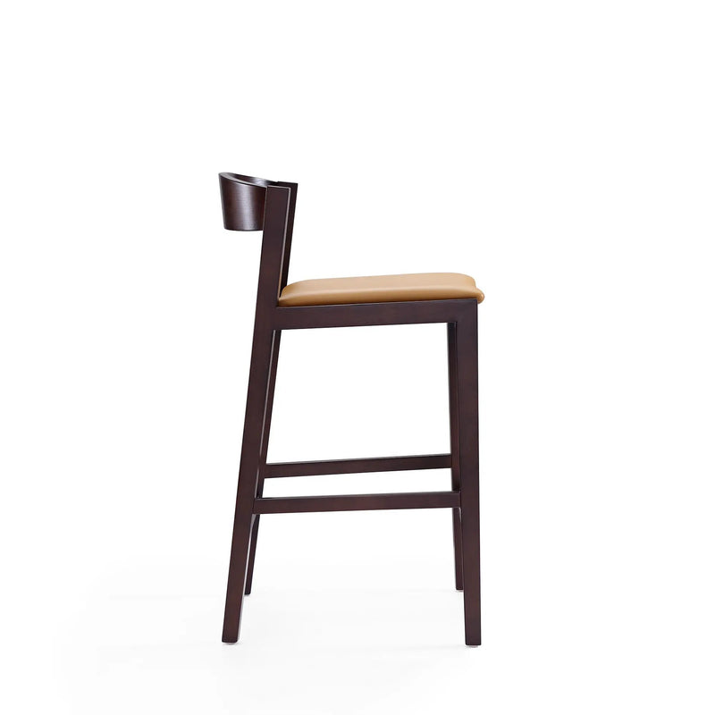 Klismos Wood Upholstered Counter Stool in Camel by HouseOfZazla