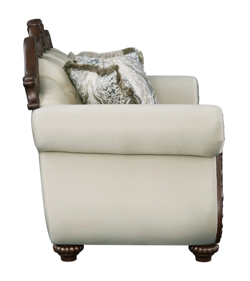 Pierce - Loveseat With 3 Pillows - Beige / Cherry by Unique Piece Furniture
