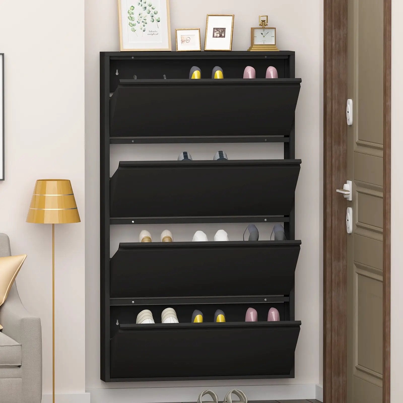 Metal Shoe Cabinet with 4 Flip Drawers by HouseOfZazla