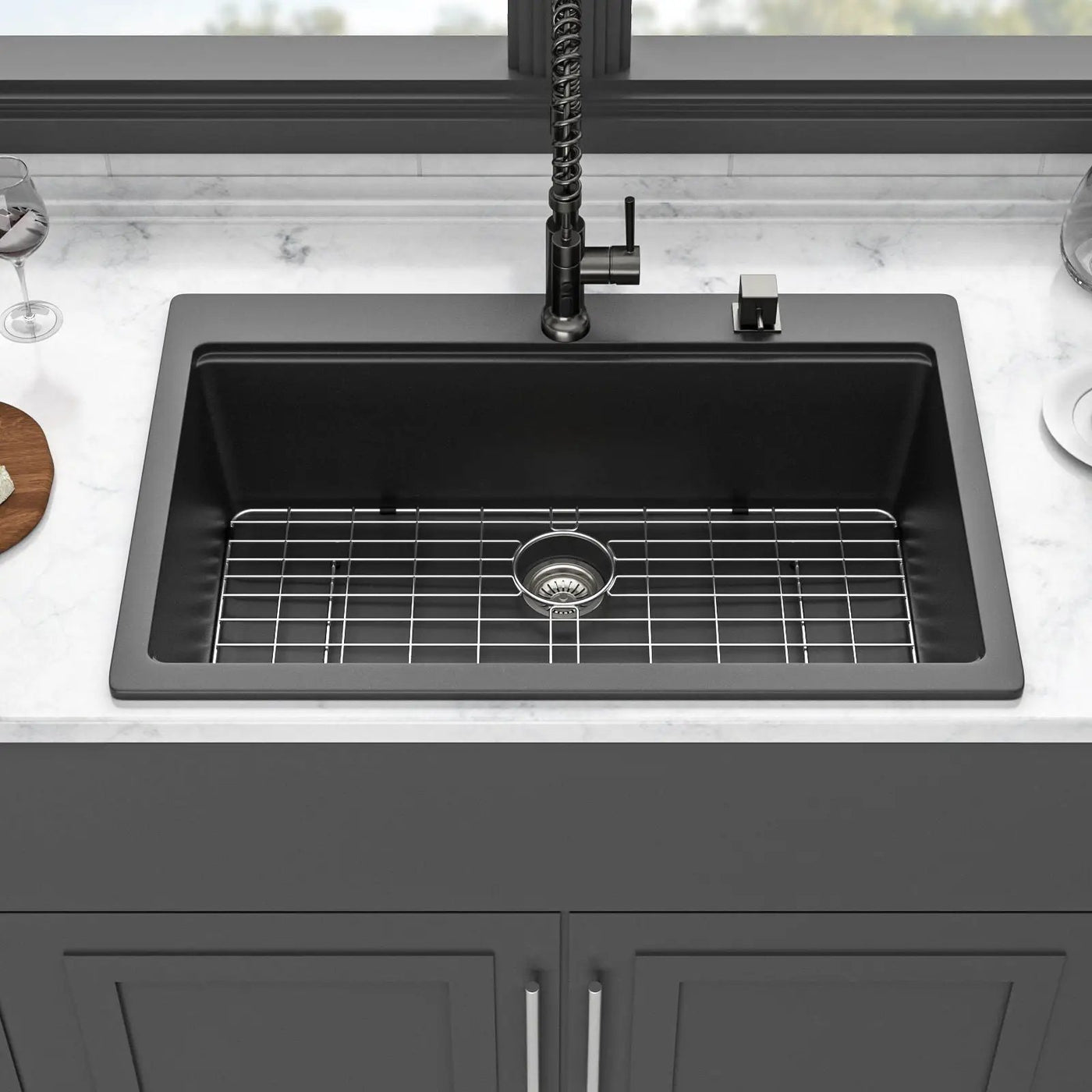 Granite Composite Quartz Kitchen Sink With Workstation Features And Drop In Design by HouseOfZazla