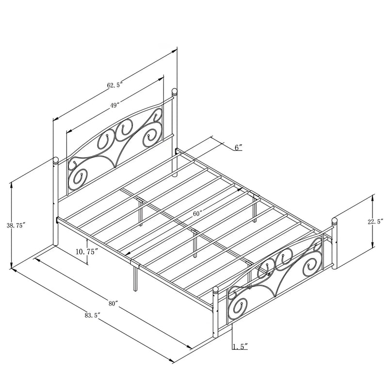 Queen Size Unique Flower Sturdy System Metal Bed Frame with Headboard and Footboard by HouseOfZazla