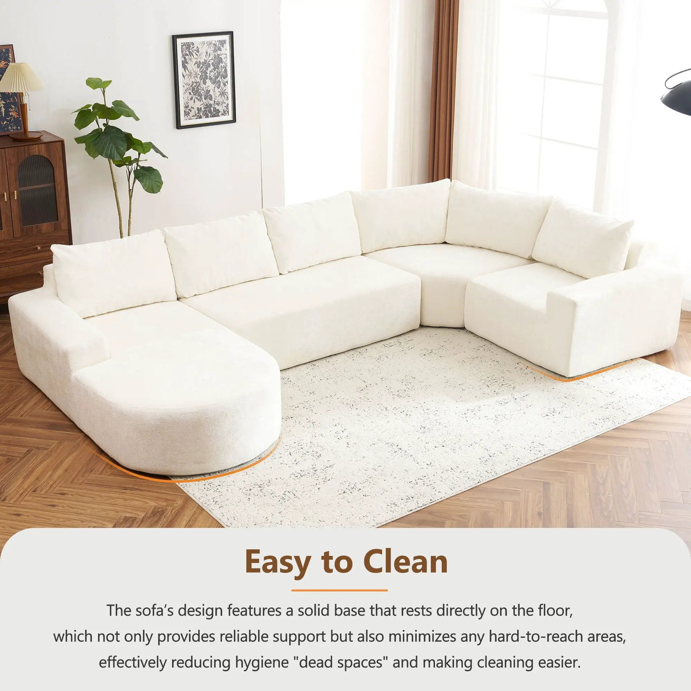 U-Shaped Oversized Modular Cloud Sectional Sofa With Deep Seat For Living Room by HouseOfZazla