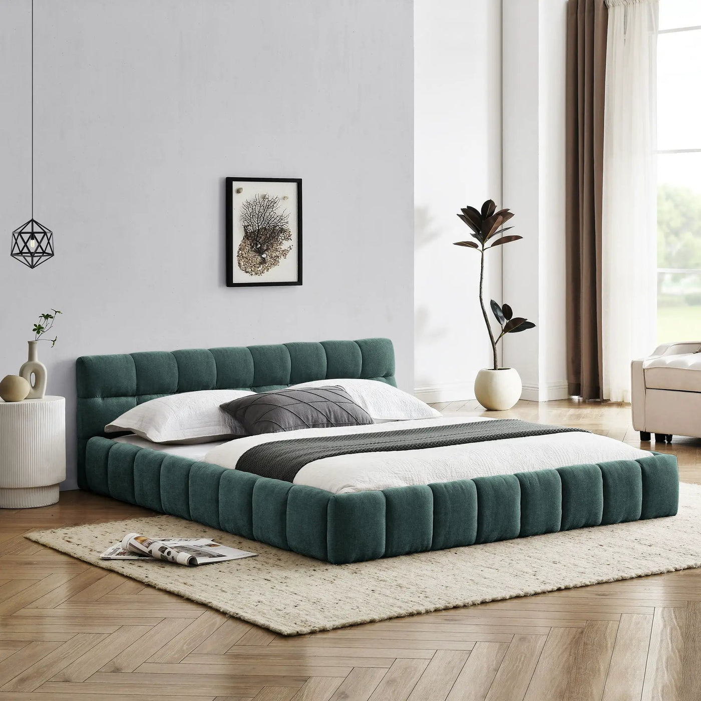 Modern Platform Bed Frame With Thick Fabric by HouseOfZazla