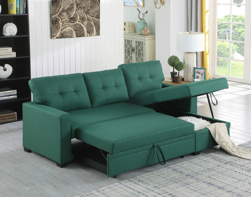 Upholstered Pull Out Sectional Sofa With Chaise by Unique Piece Furniture