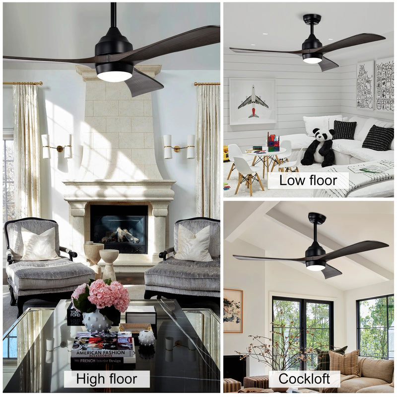 52" Solid Wood Blades Ceiling Fan with Lights Remote Control, Quiet DC Motor by HouseOfZazla