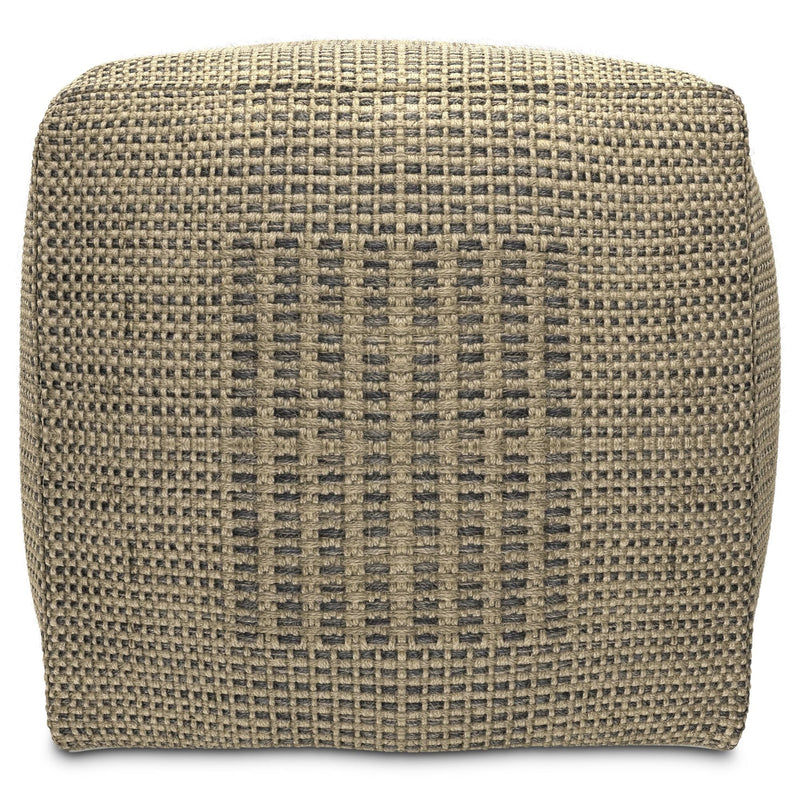 Square Woven Pouf with Dense Polystyrene Filling - Natural