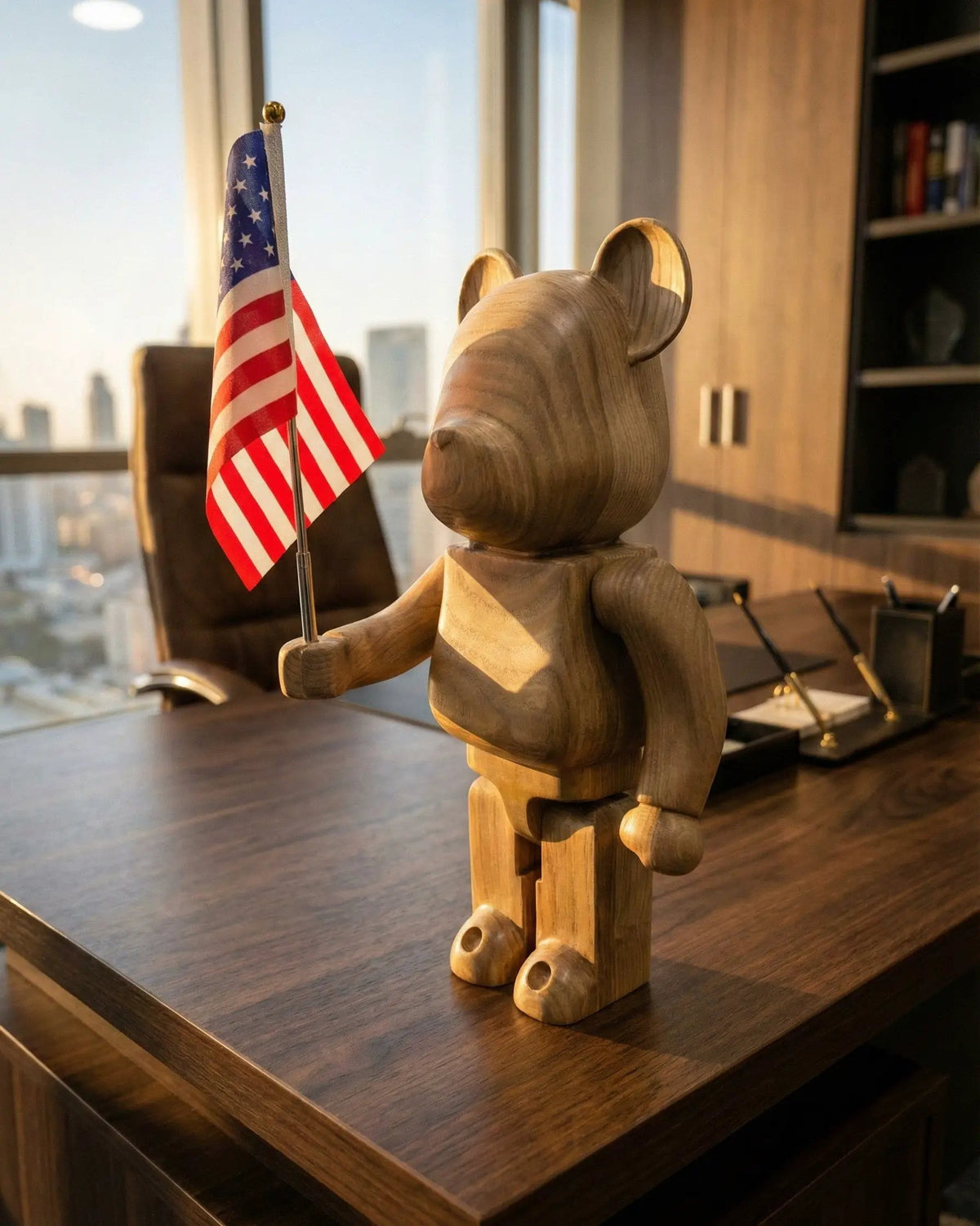 Handcrafted Wooden Bear Sculpture by Gizz