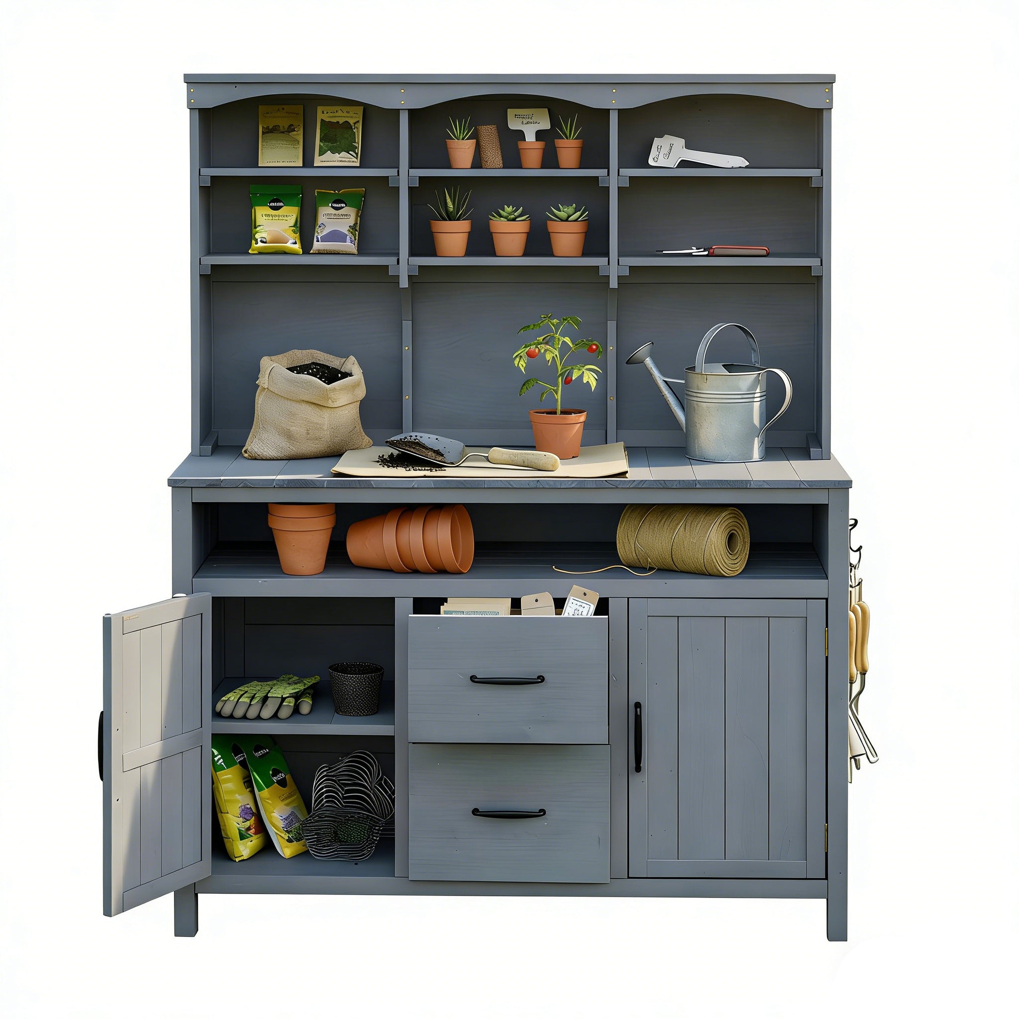 TOPMAX Large Fir Wood Potting Bench with Hutch and Storage by HouseOfZazla