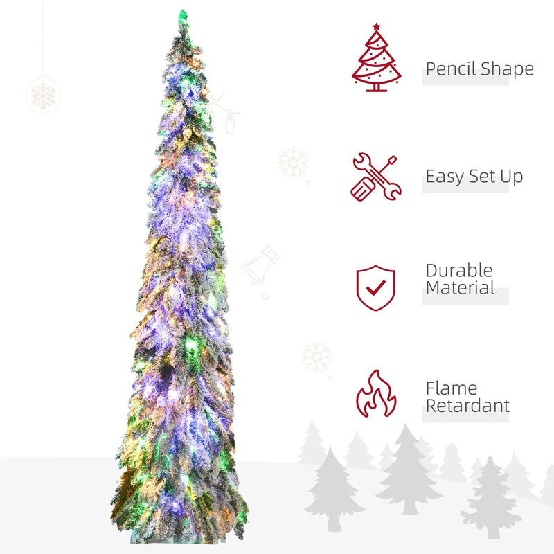 HOMCOM 7ft Tall Prelit Pencil Artificial Christmas Tree by HouseOfZazla