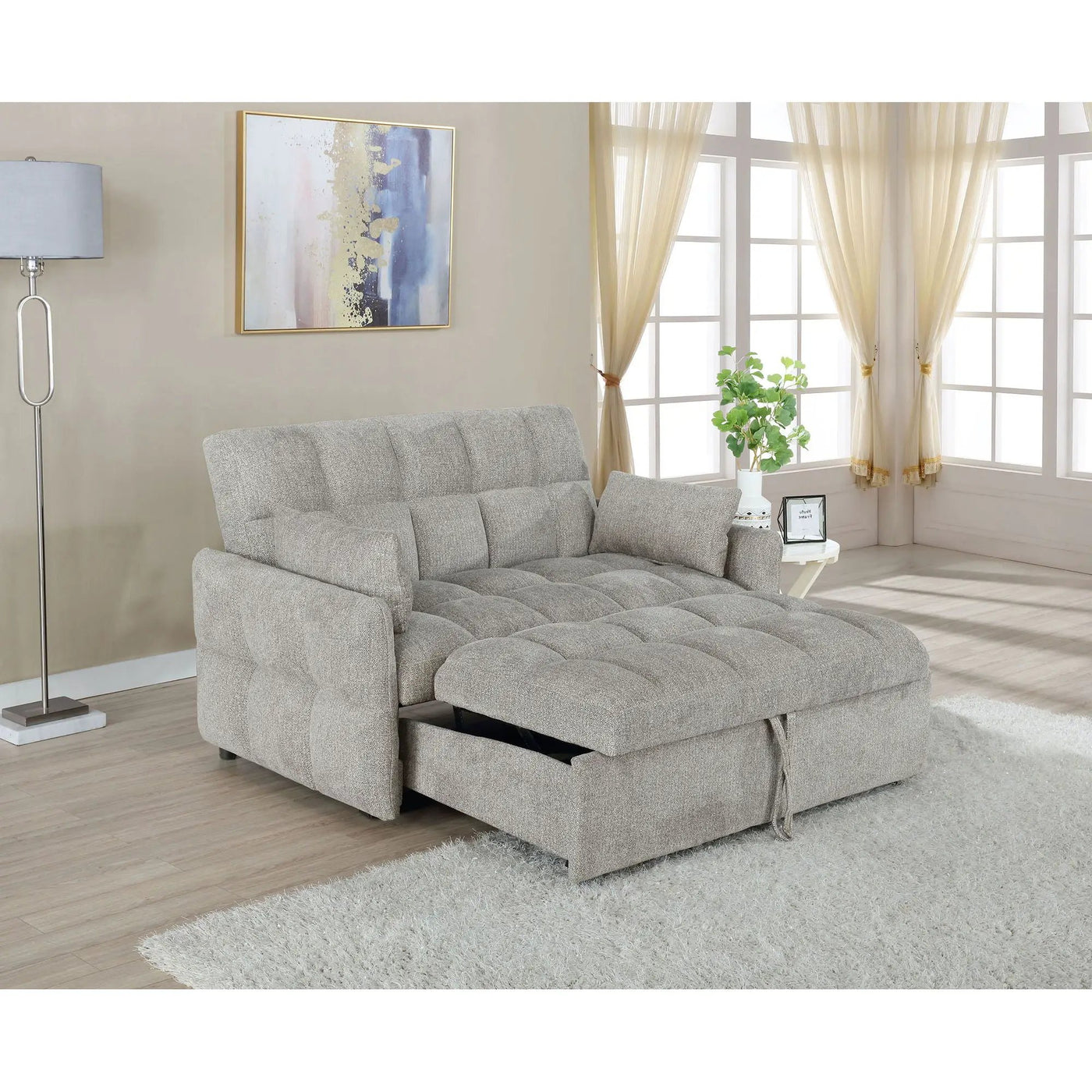 Alvara - Tufted Cushion Pull Out Sleeper Sofa Bed by HouseOfZazla