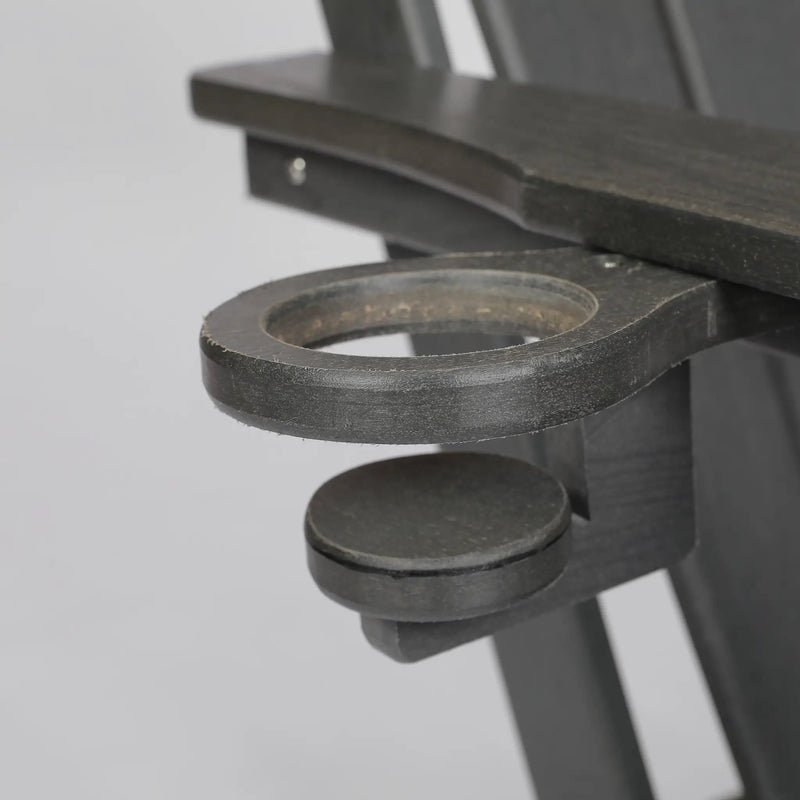 HDPE Folding Adirondack Chair with Dual Cup Holder - Gray by HouseOfZazla