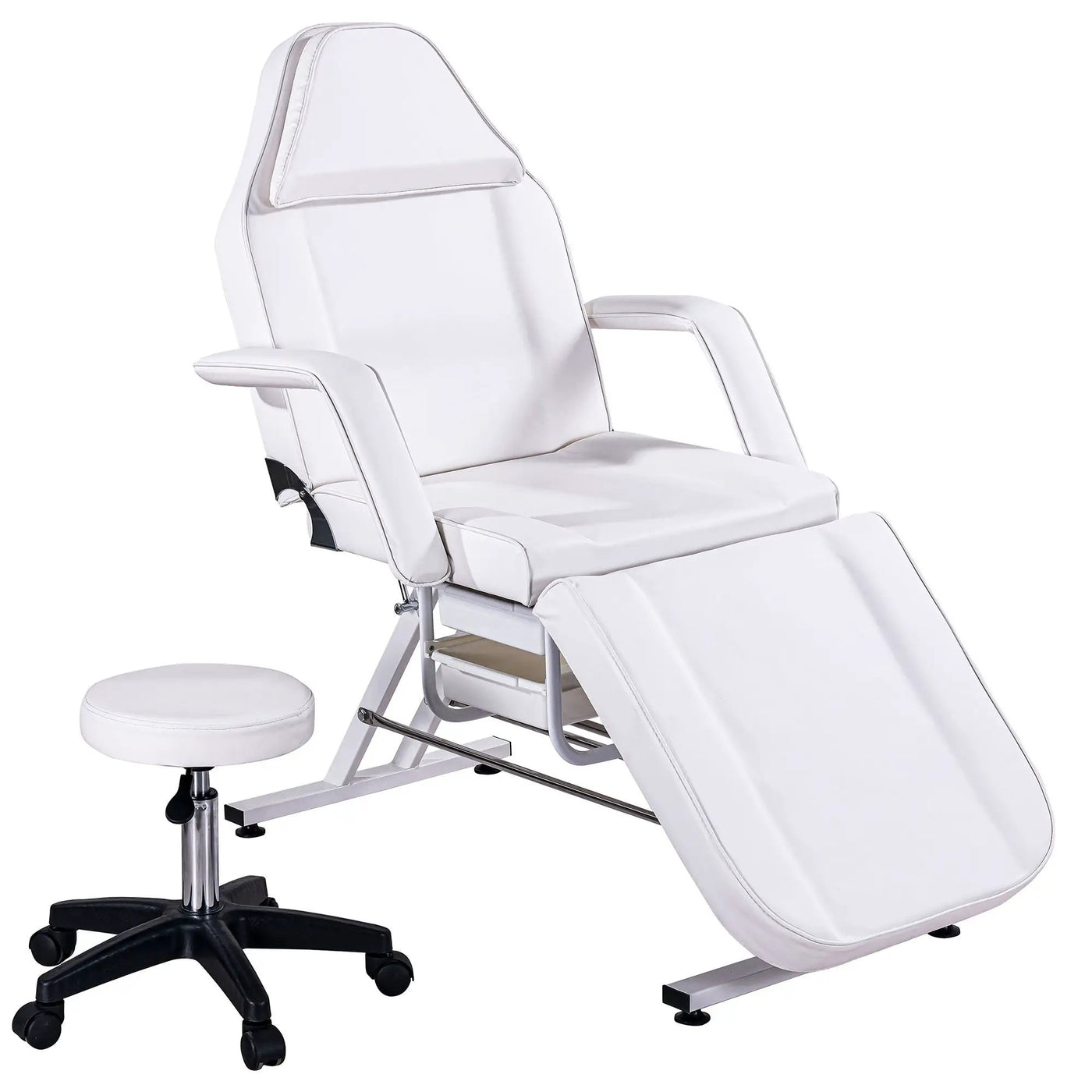 72.8" Massage Salon Tattoo Chair With Two Trays Esthetician Bed With Hydraulic Stool, Multi-Purpose 3-Section Facial Bed Table, Adjustable Beauty Barber Spa Beauty Equipment by HouseOfZazla