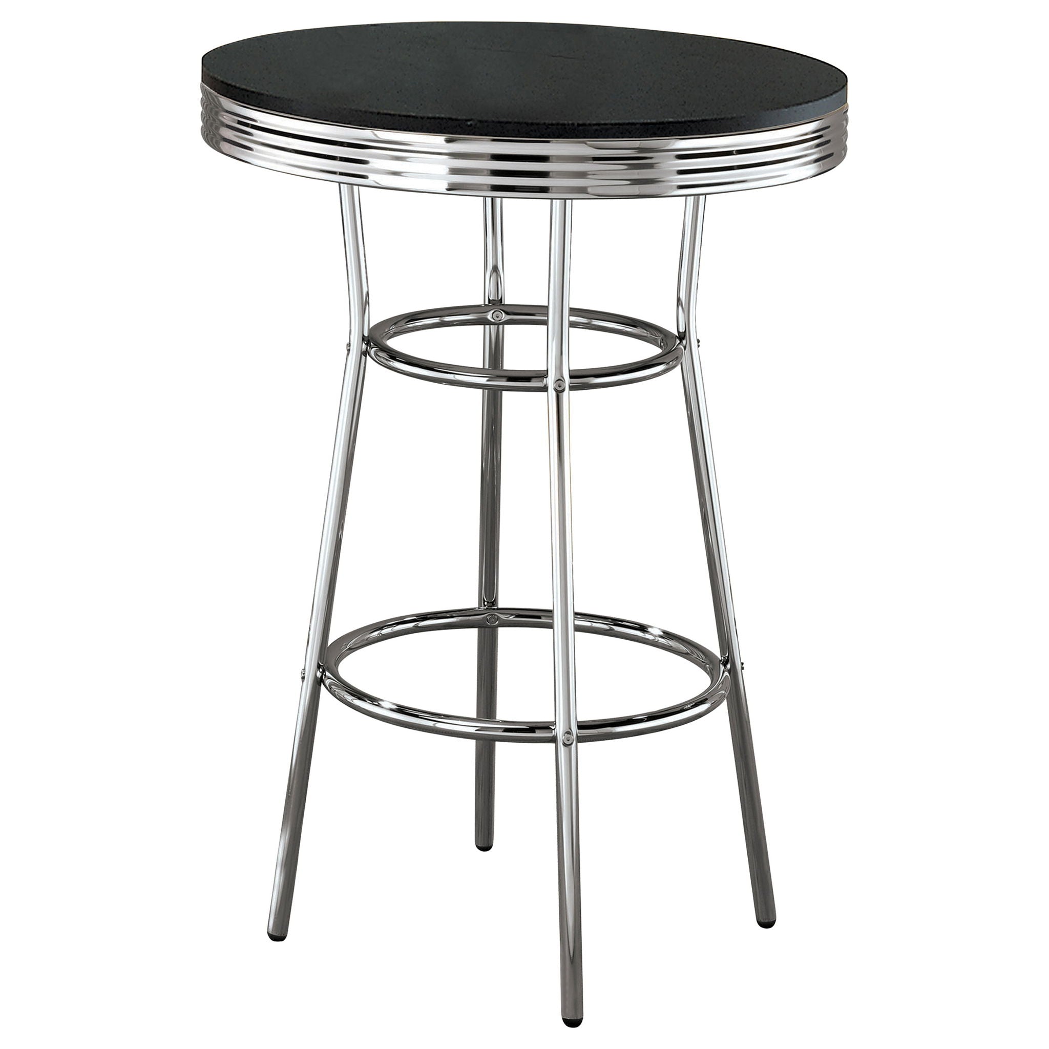 3 Piece Round 1950S Bistro Pub Bar Table Set - Black by HouseOfZazla