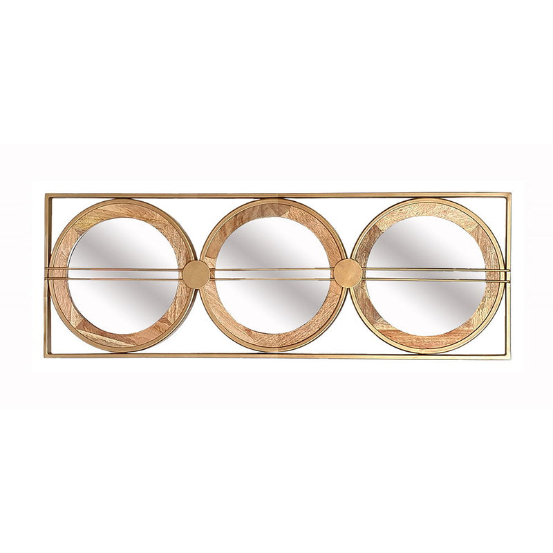 Rectangular 3-Piece Wall Mirror Set with Iron & Mango Wood Frame - Brown, photo 4 of 9