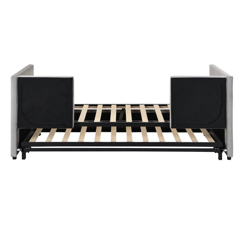 Twin Size Upholstered Daybed With Pop Up Trundle by Unique Piece Furniture