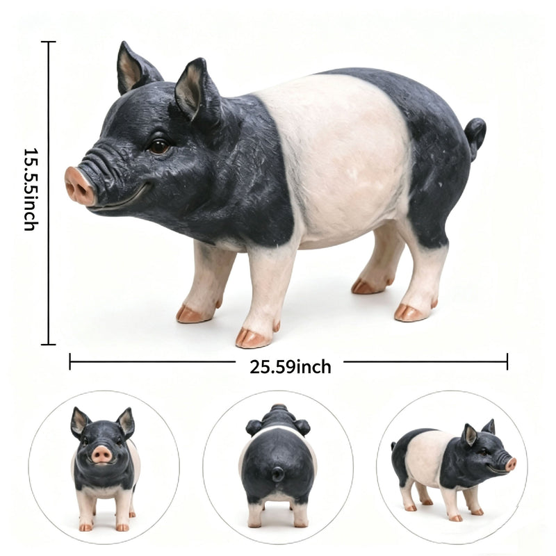Garden Pig Statues Outdoor Decor with Realistic Hand-Painted Finish - Resin, photo 3 of 10