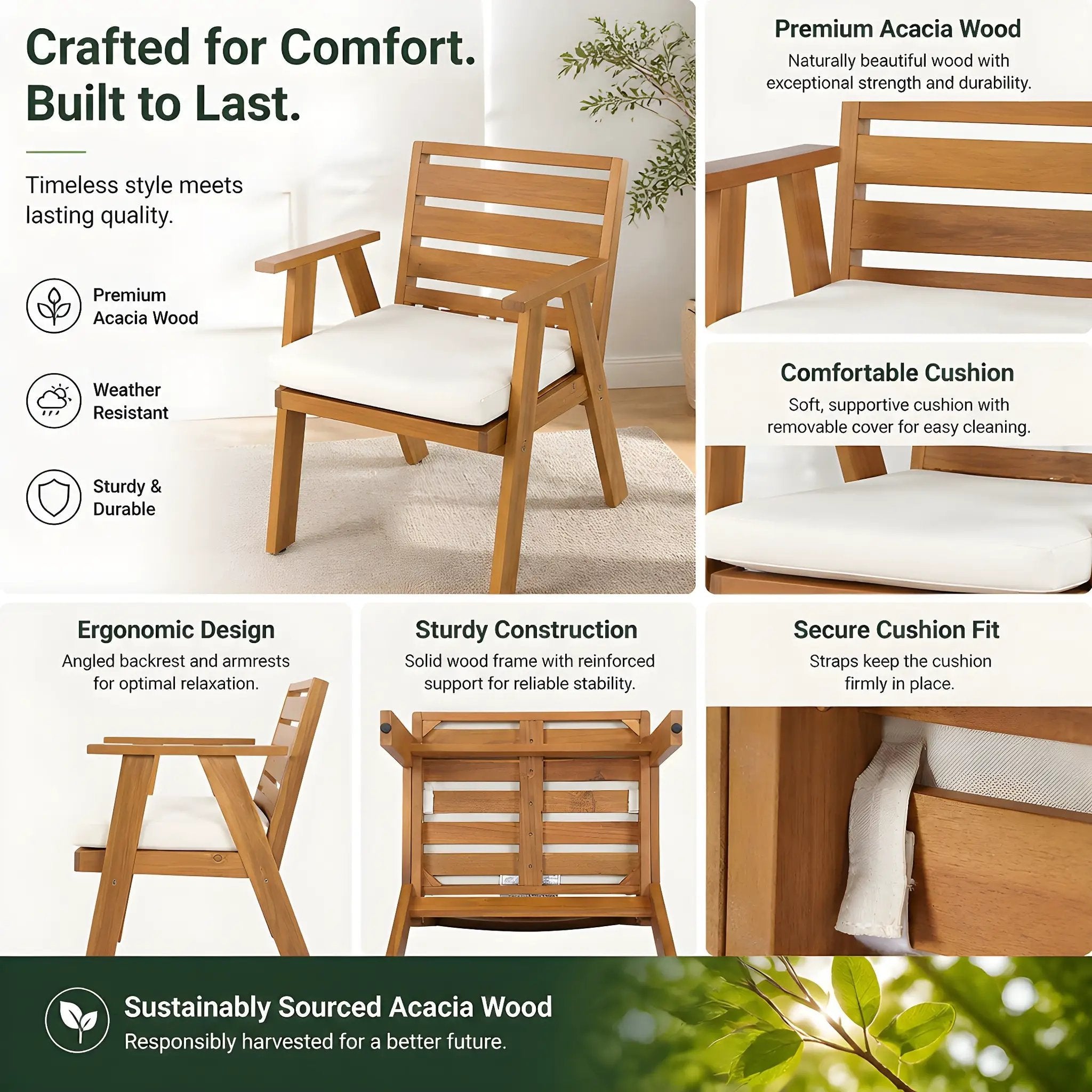 7 Pieces Acacia Wood Outdoor Dining Set by HouseOfZazla