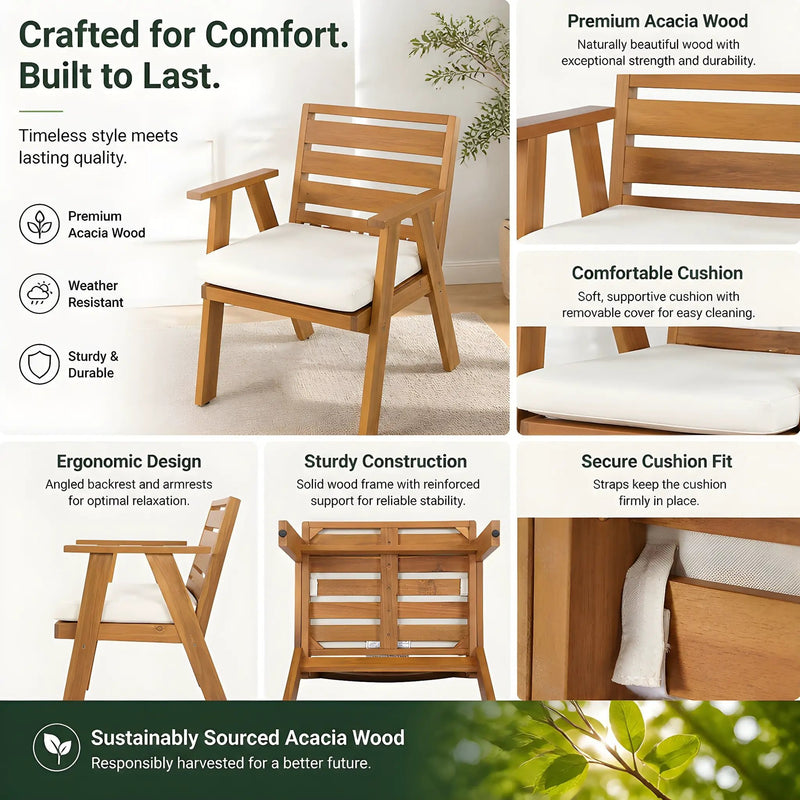 7 Pieces Acacia Wood Outdoor Dining Set by HouseOfZazla