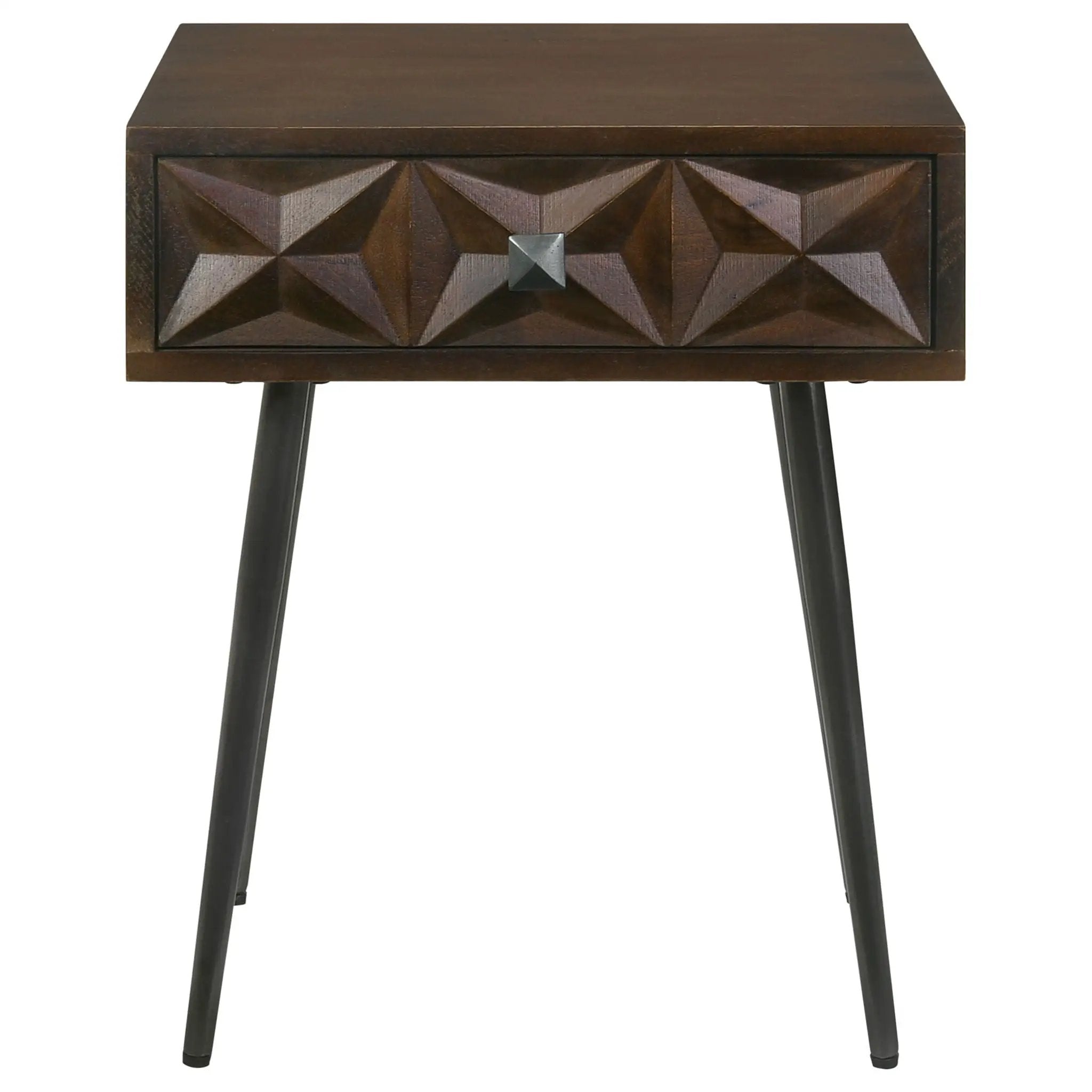 Gibson - Coffee 1 Drawer Rectangular Side Table With Angled Legs - Coffee by HouseOfZazla