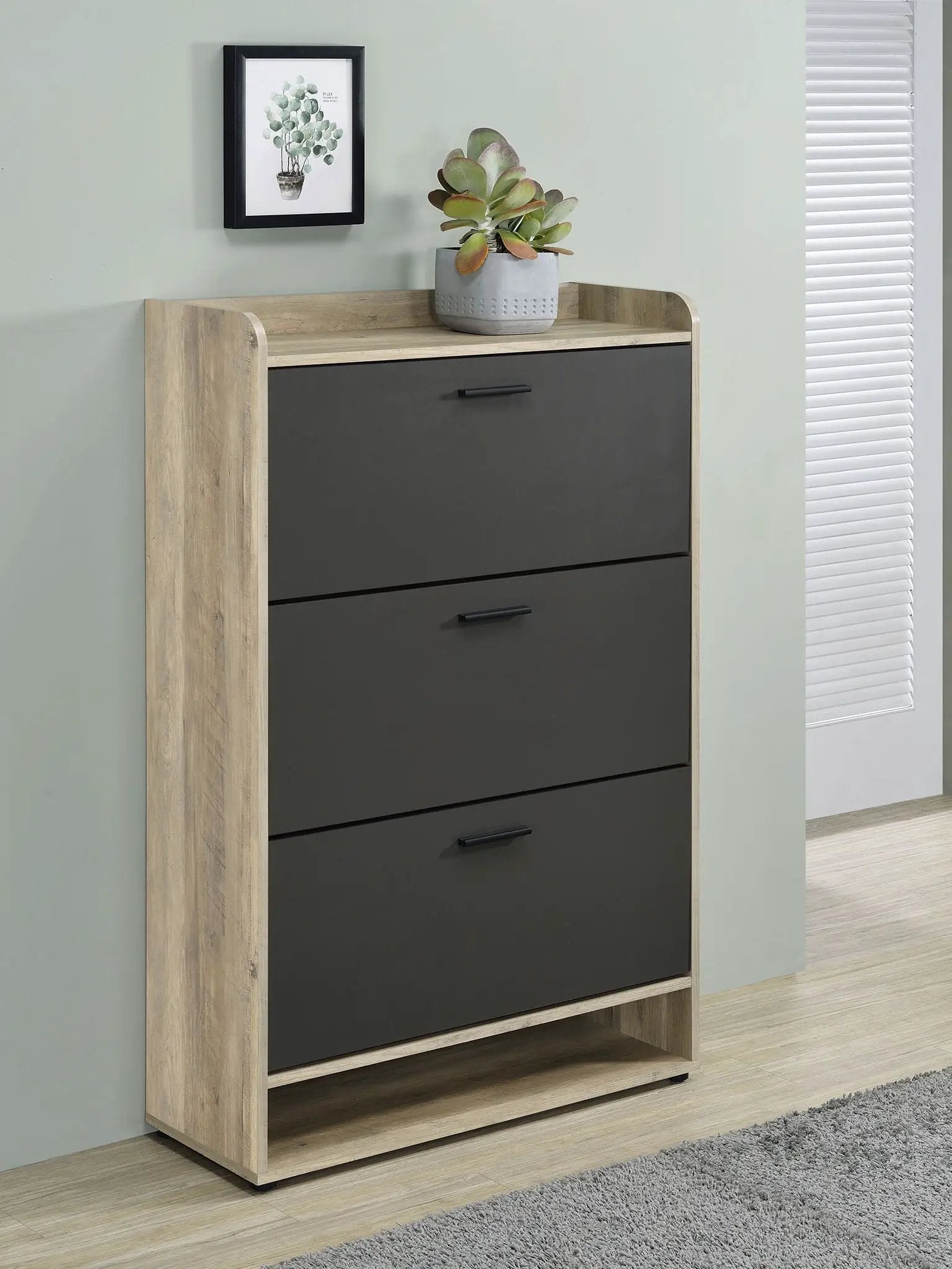 Denia 3-tier Engineered Wood Shoe Cabinet Grey by Unique Piece Furniture