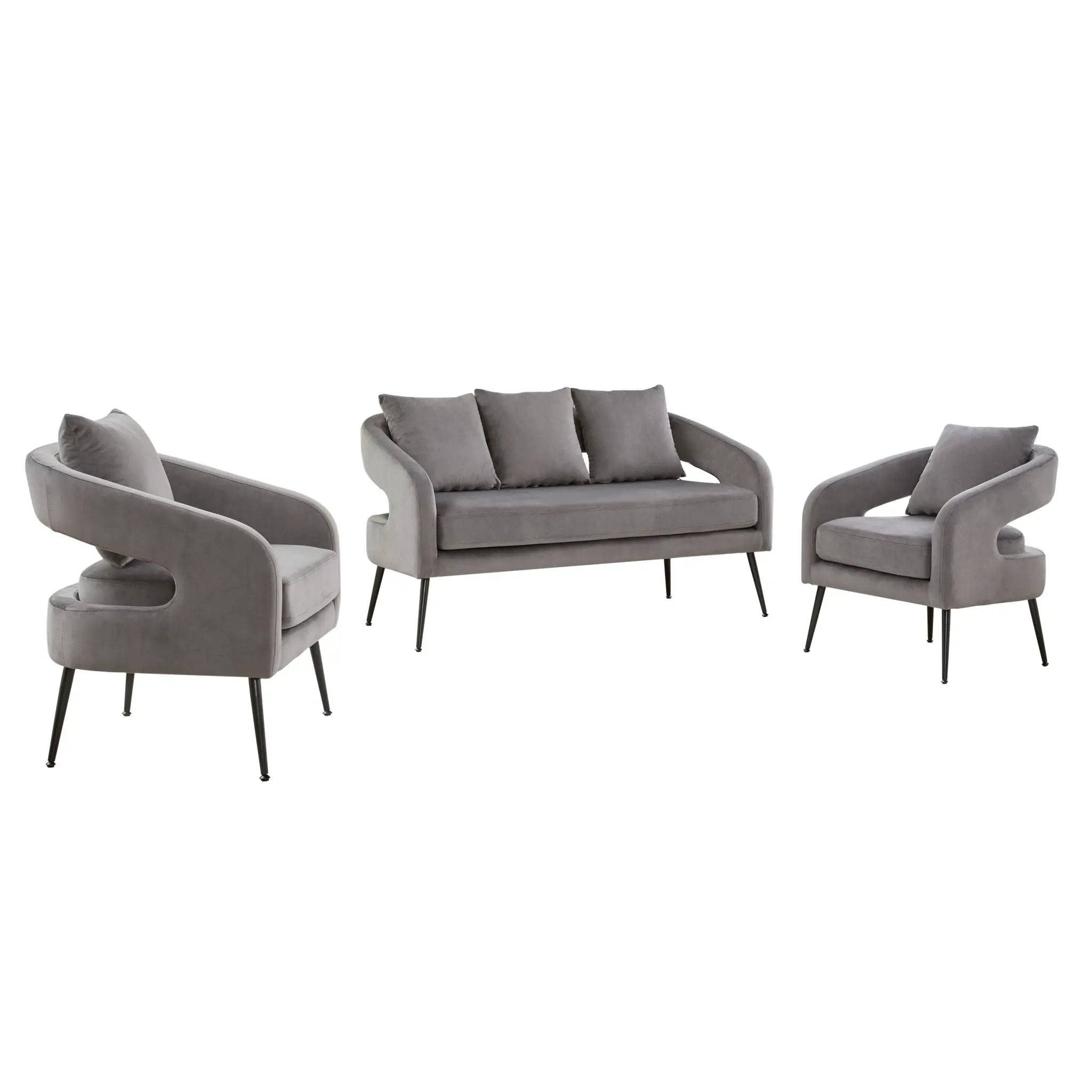 3 Piece Living Room Set, Loveseat & 2 Accent Chairs by HouseOfZazla