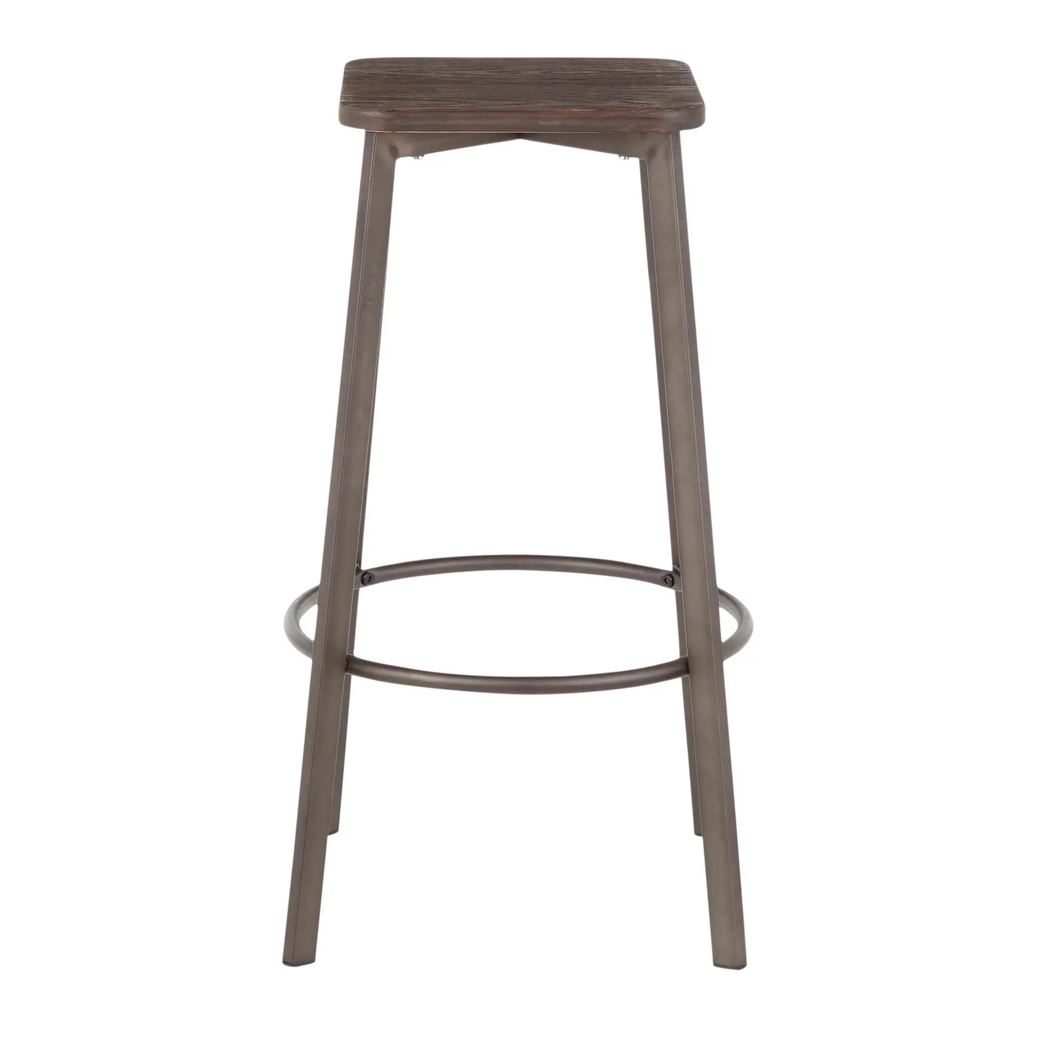 Clara - Industrial Square Barstool (Set of 2) - Espresso by HouseOfZazla