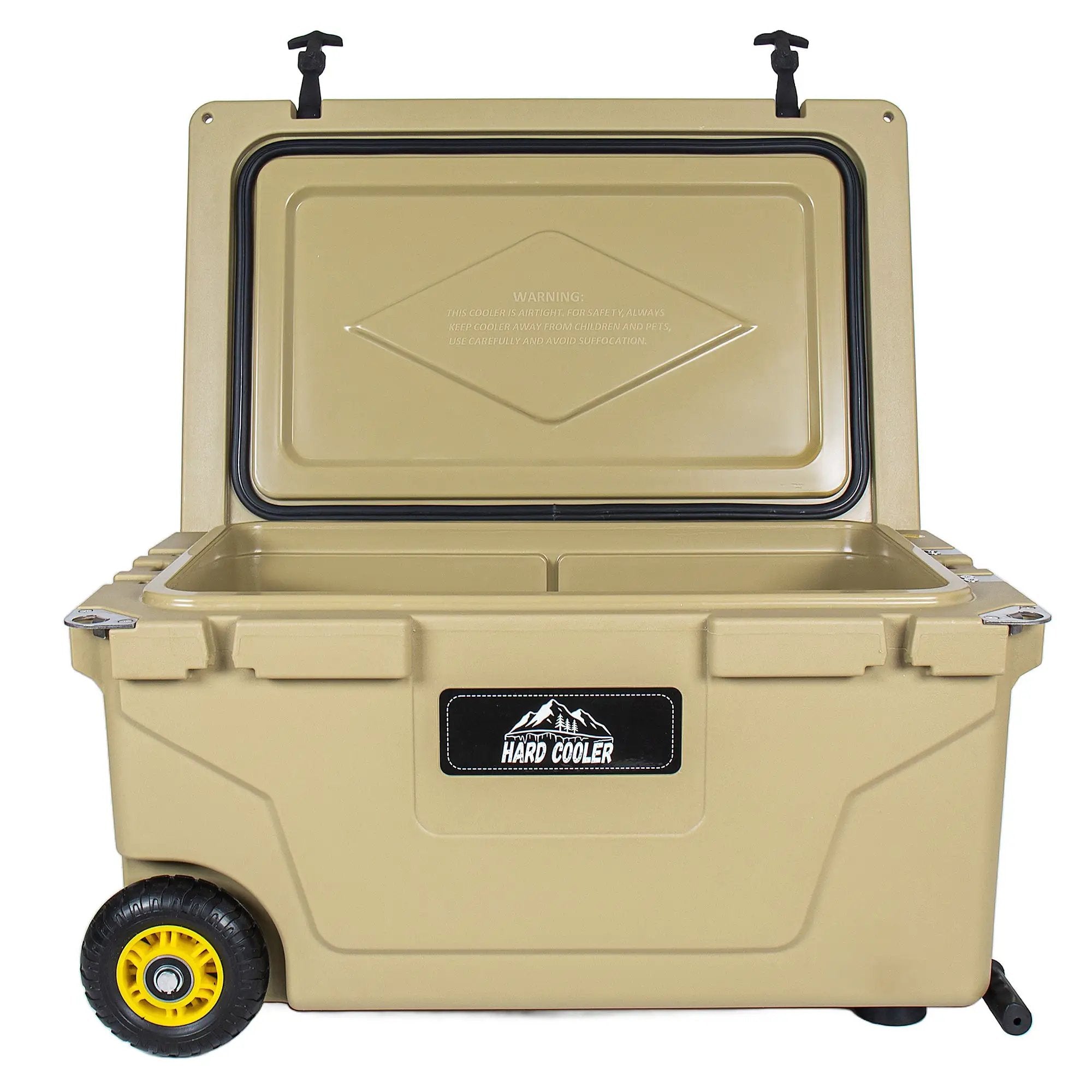 65 Quart Khaki Cooler - Ultra-Tough Hard Shell Ice Chest by HouseOfZazla