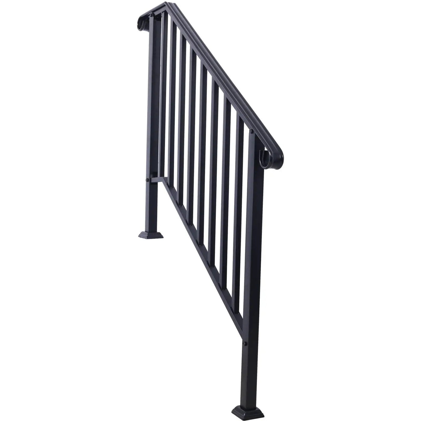 Handrails For Outdoor Steps, Fit 2 Or 3 Steps Outdoor Stair Railing, Wrought Iron Handrail, Flexible Porch Railing, Transitional Handrails For Concrete Steps Or Wooden Stairs by HouseOfZazla