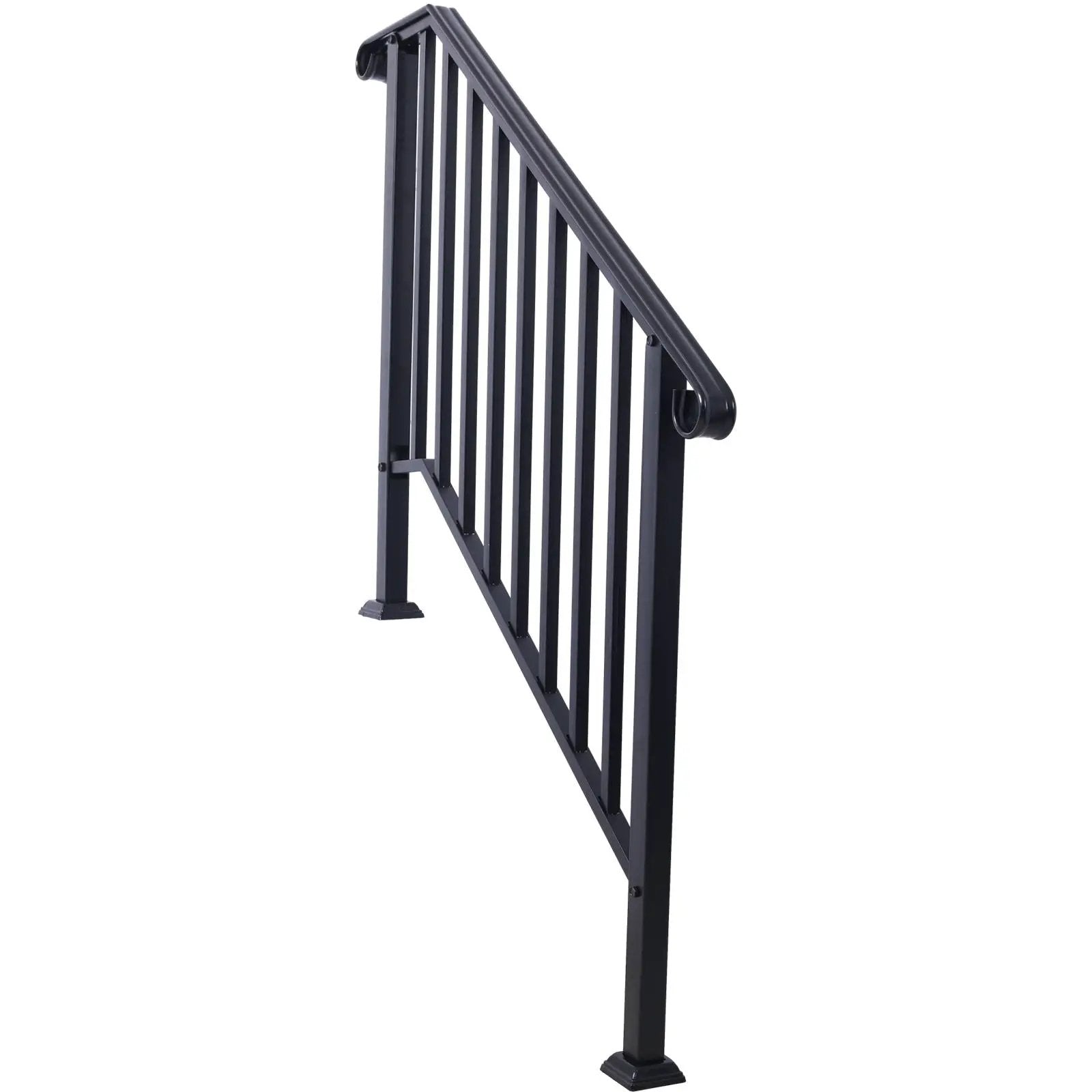 Handrails For Outdoor Steps, Fit 2 Or 3 Steps Outdoor Stair Railing, Wrought Iron Handrail, Flexible Porch Railing, Transitional Handrails For Concrete Steps Or Wooden Stairs by HouseOfZazla